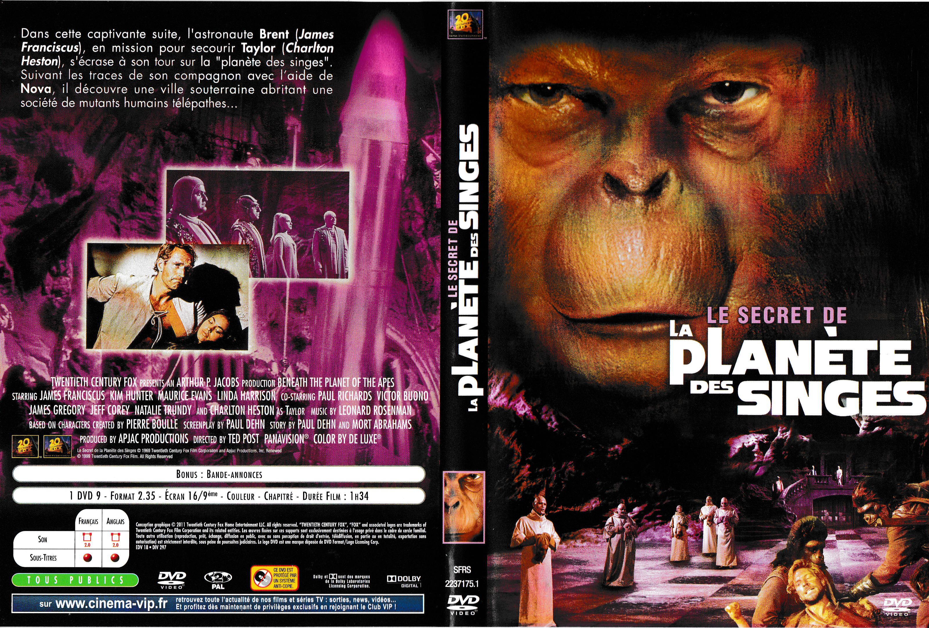 Jaquette DVD Le secret de la planete des singes v2