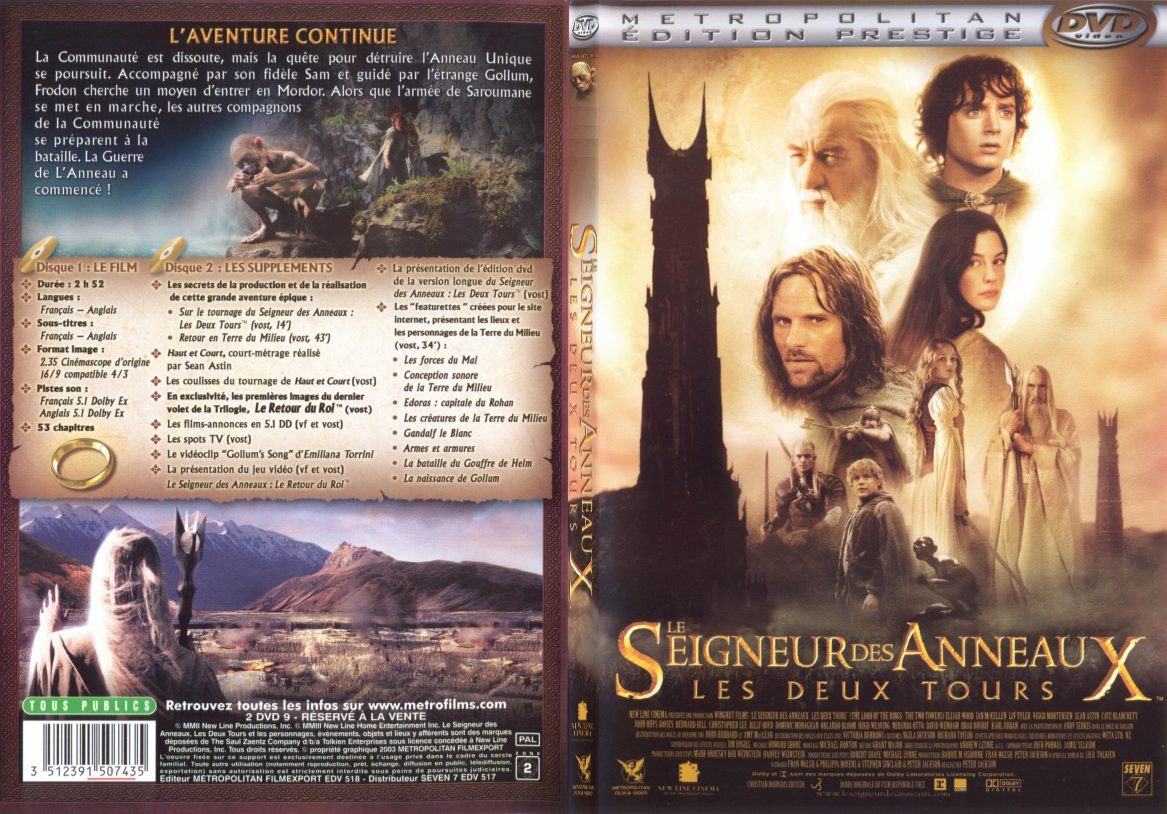 Jaquette DVD Le seigneur des anneaux : les deux tours - SLIM