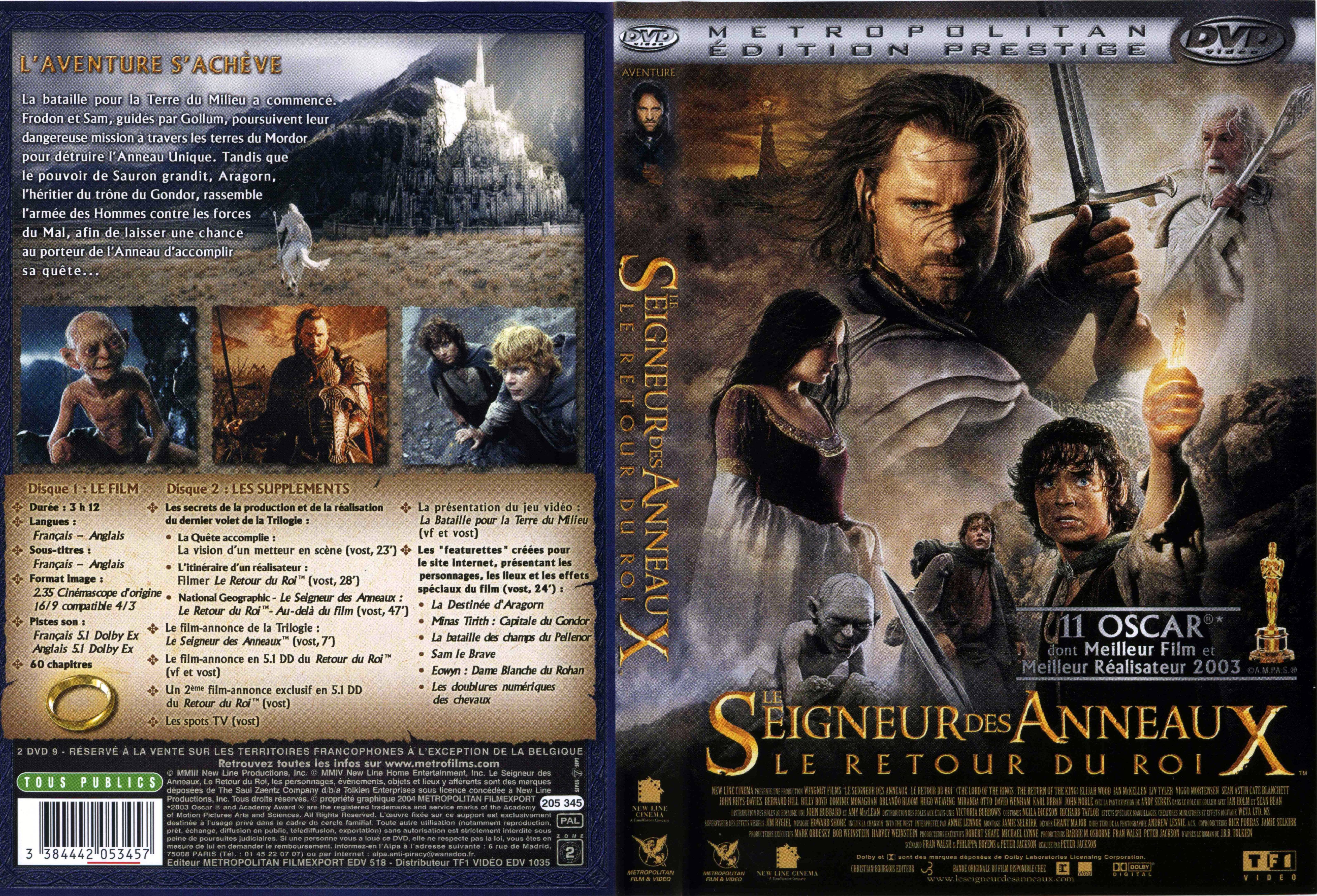 Jaquette DVD Le seigneur des anneaux le retour du roi