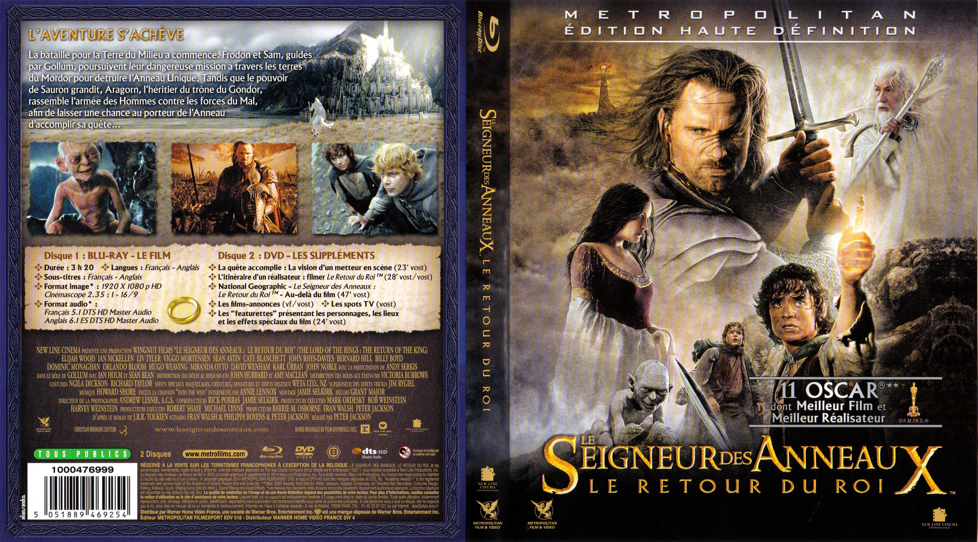 Jaquette DVD Le seigneur des anneaux le retour du roi (BLU-RAY) v3