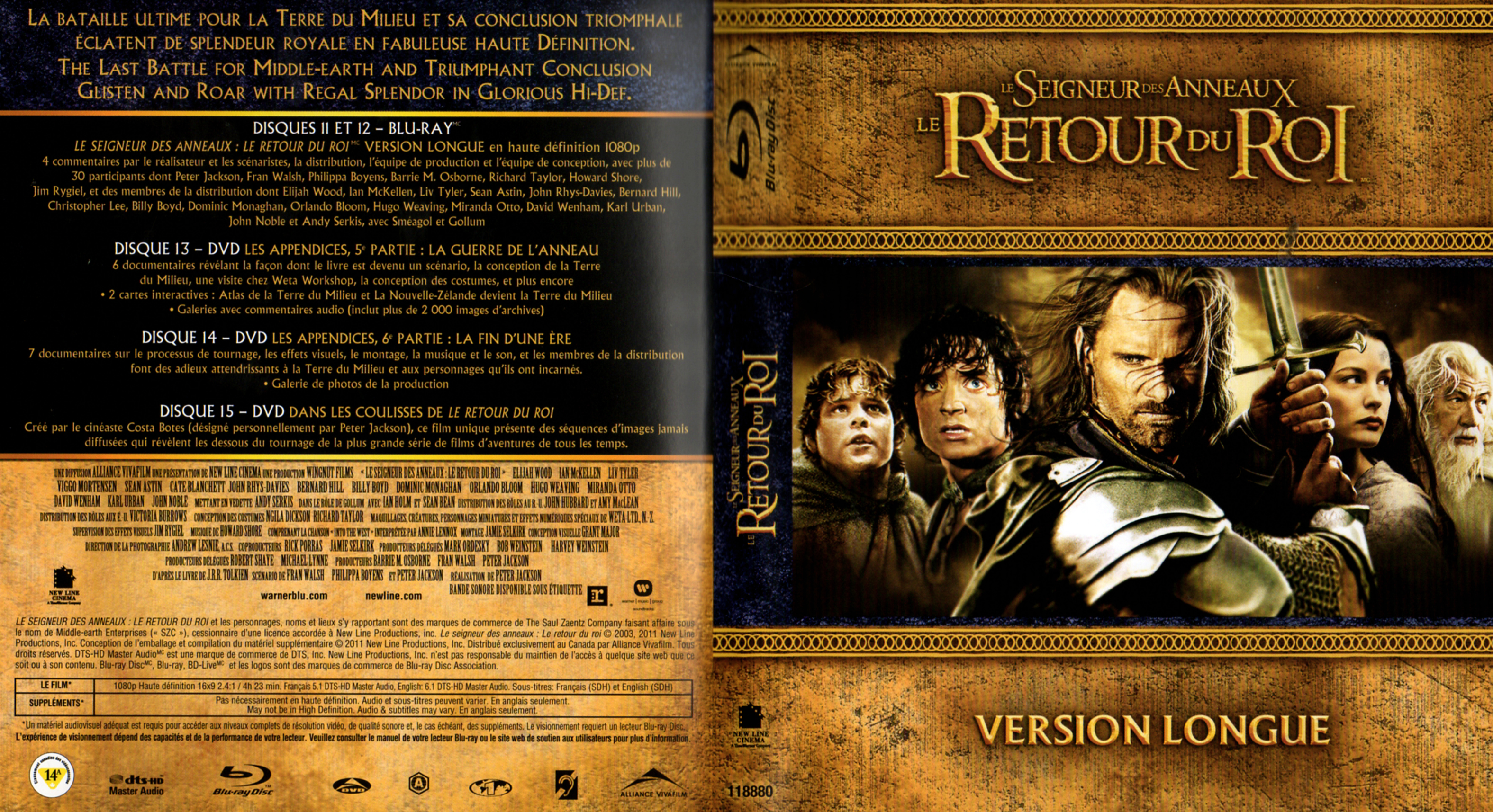 Jaquette DVD Le seigneur des anneaux le retour du roi  (Canadienne) (BLU-RAY)