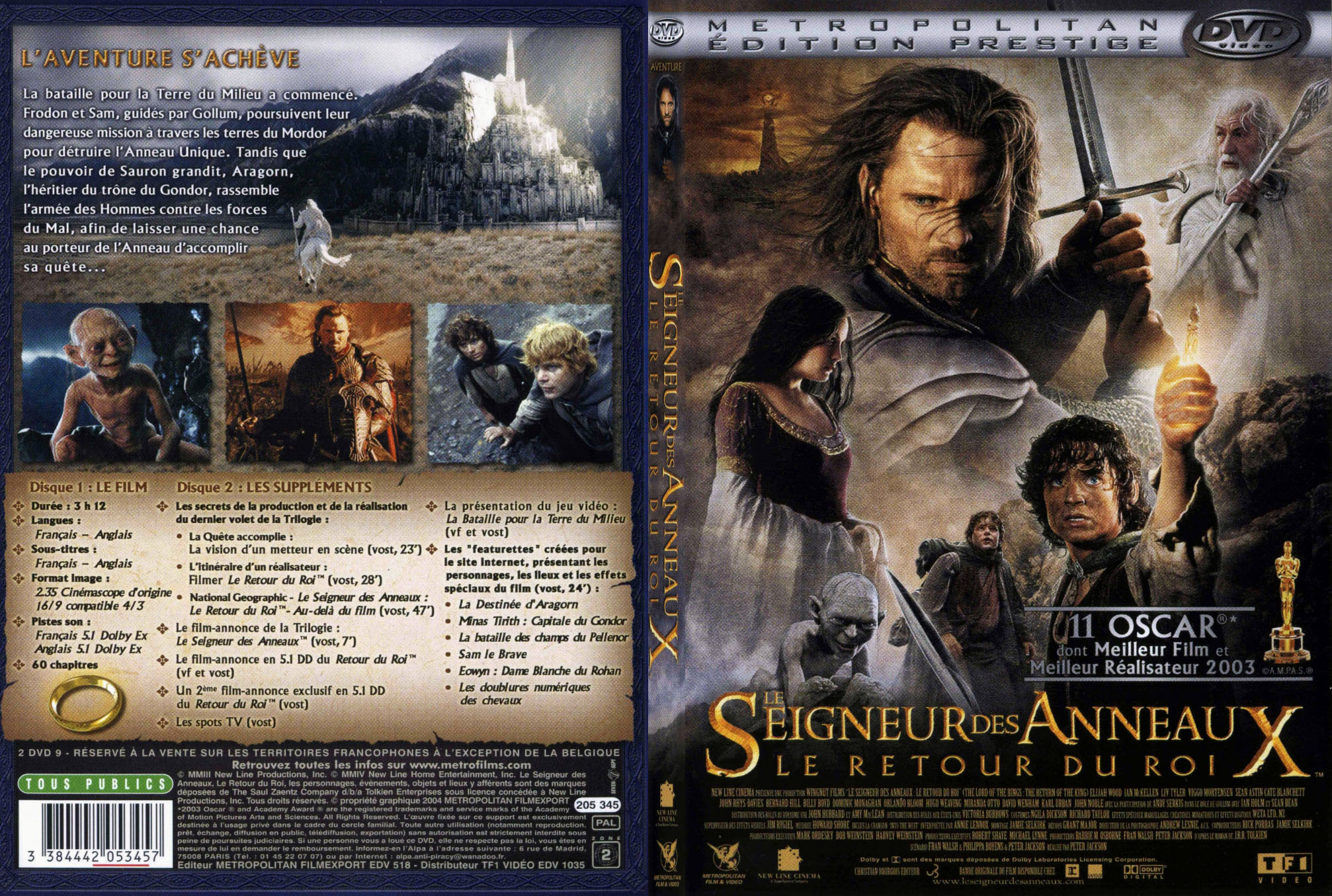 Jaquette DVD Le seigneur des anneaux le retour du roi - SLIM