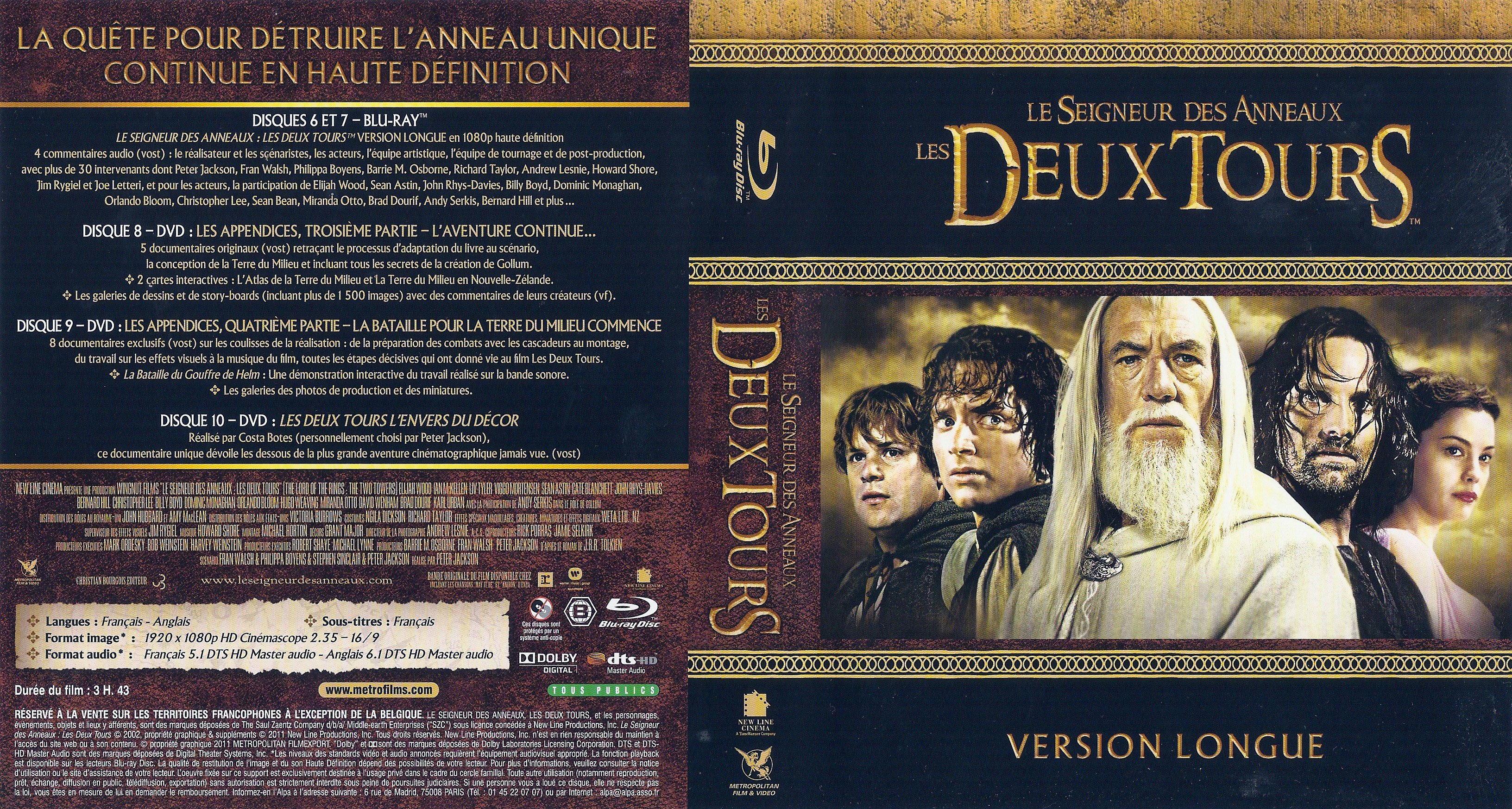 Jaquette DVD Le seigneur des anneaux les deux tours (BLU-RAY) v2