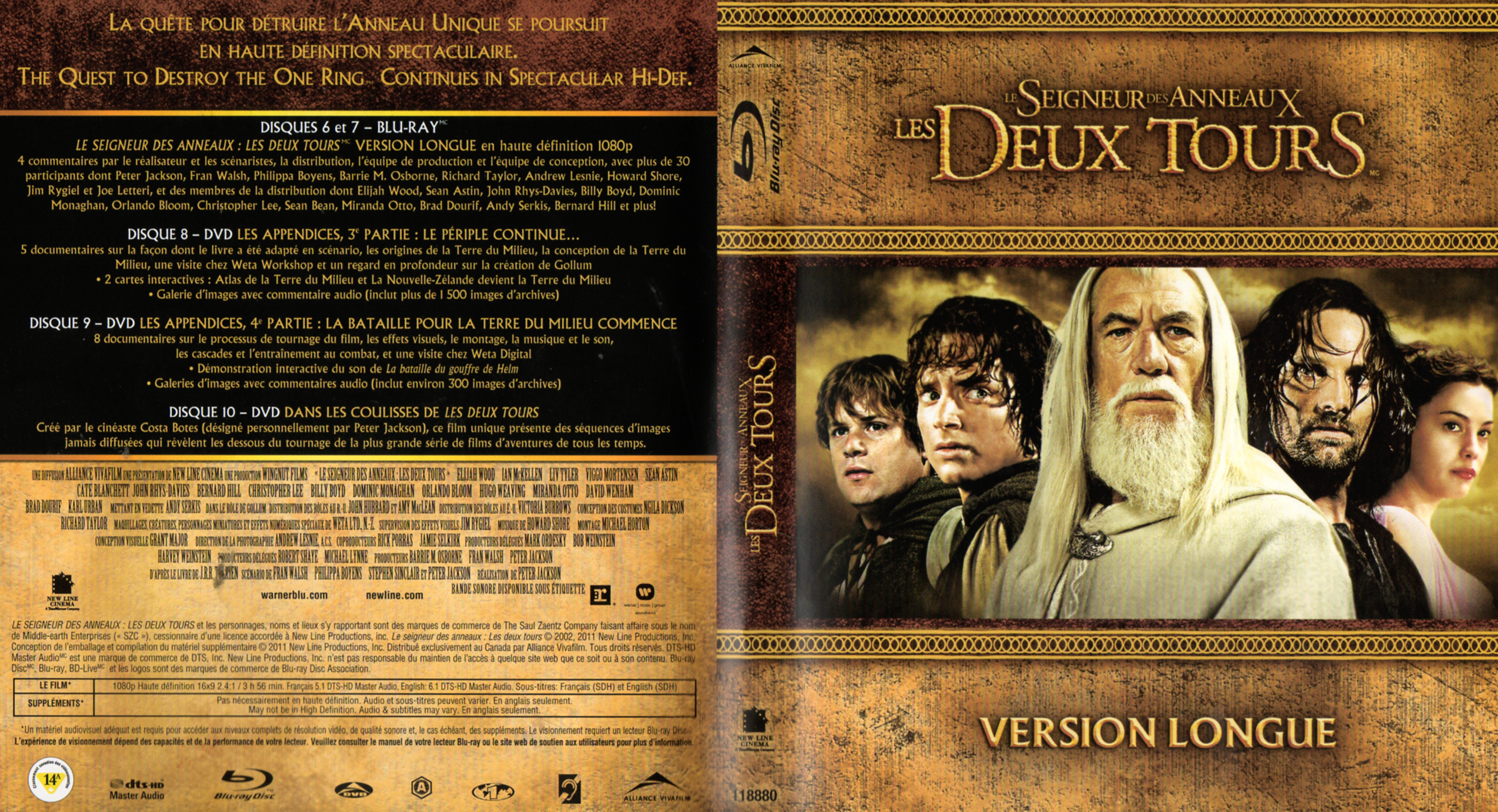 Jaquette DVD Le seigneur des anneaux les deux tours (Canadienne) (BLU-RAY)