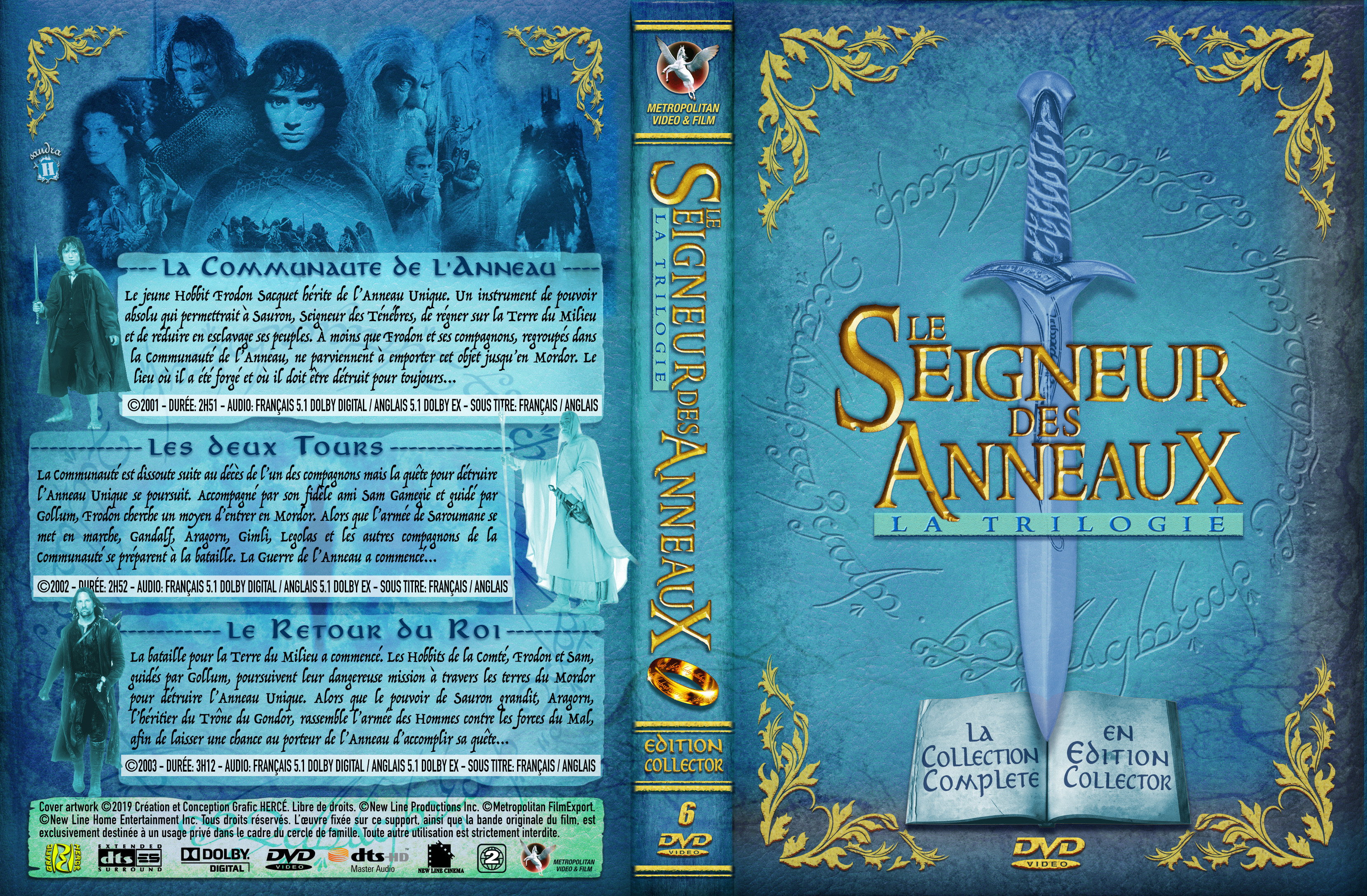 Jaquette DVD Le seigneur des anneaux trilogie custom