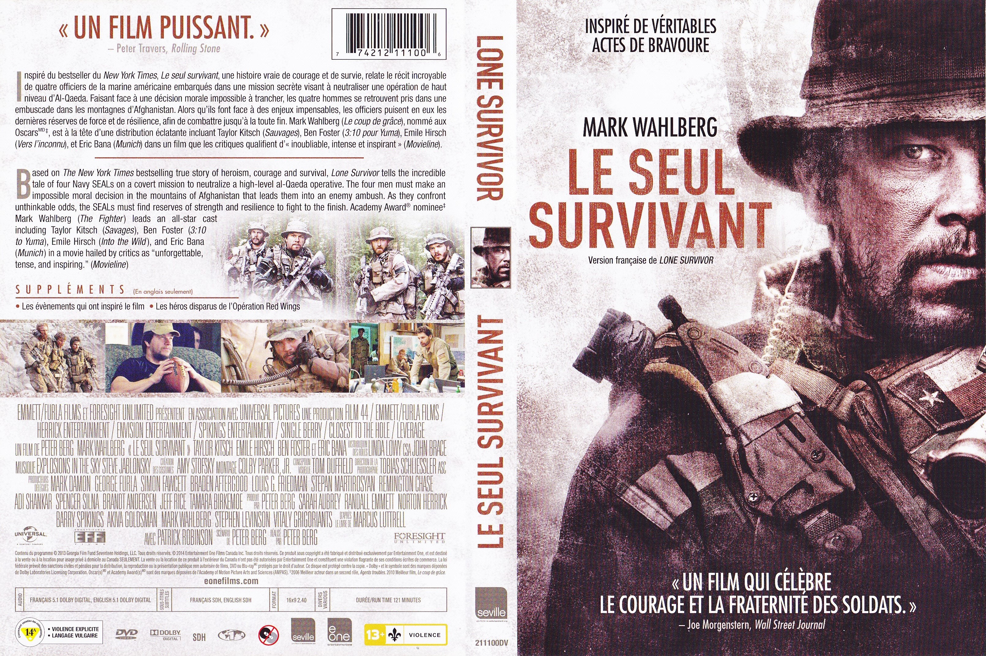 Jaquette DVD Le seul survivant - Lone surviver (Canadienne)