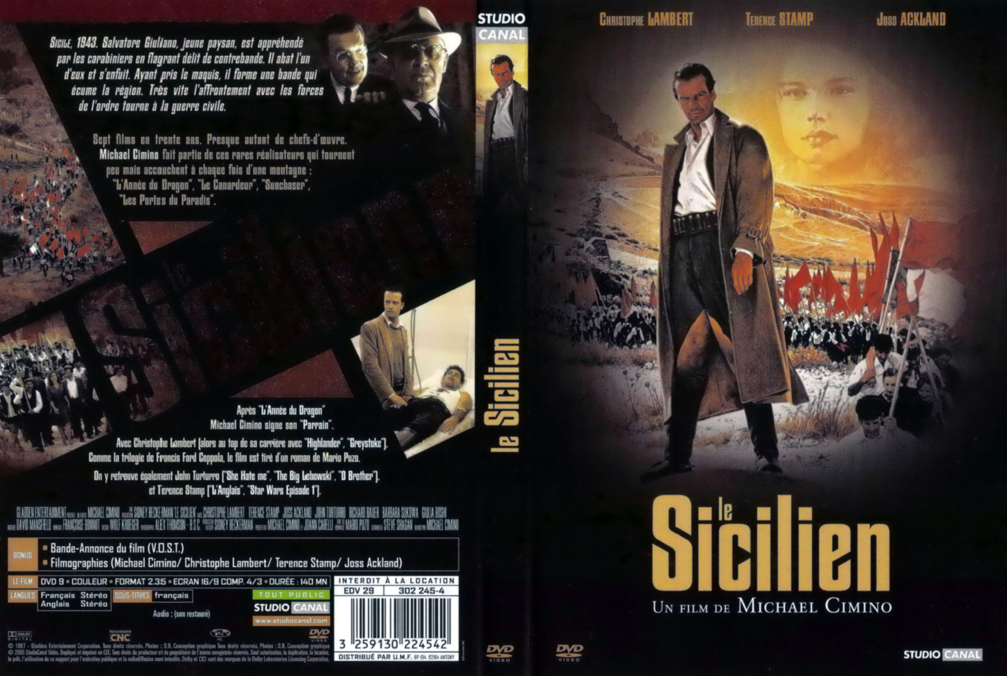 Jaquette DVD Le sicilien (1987)