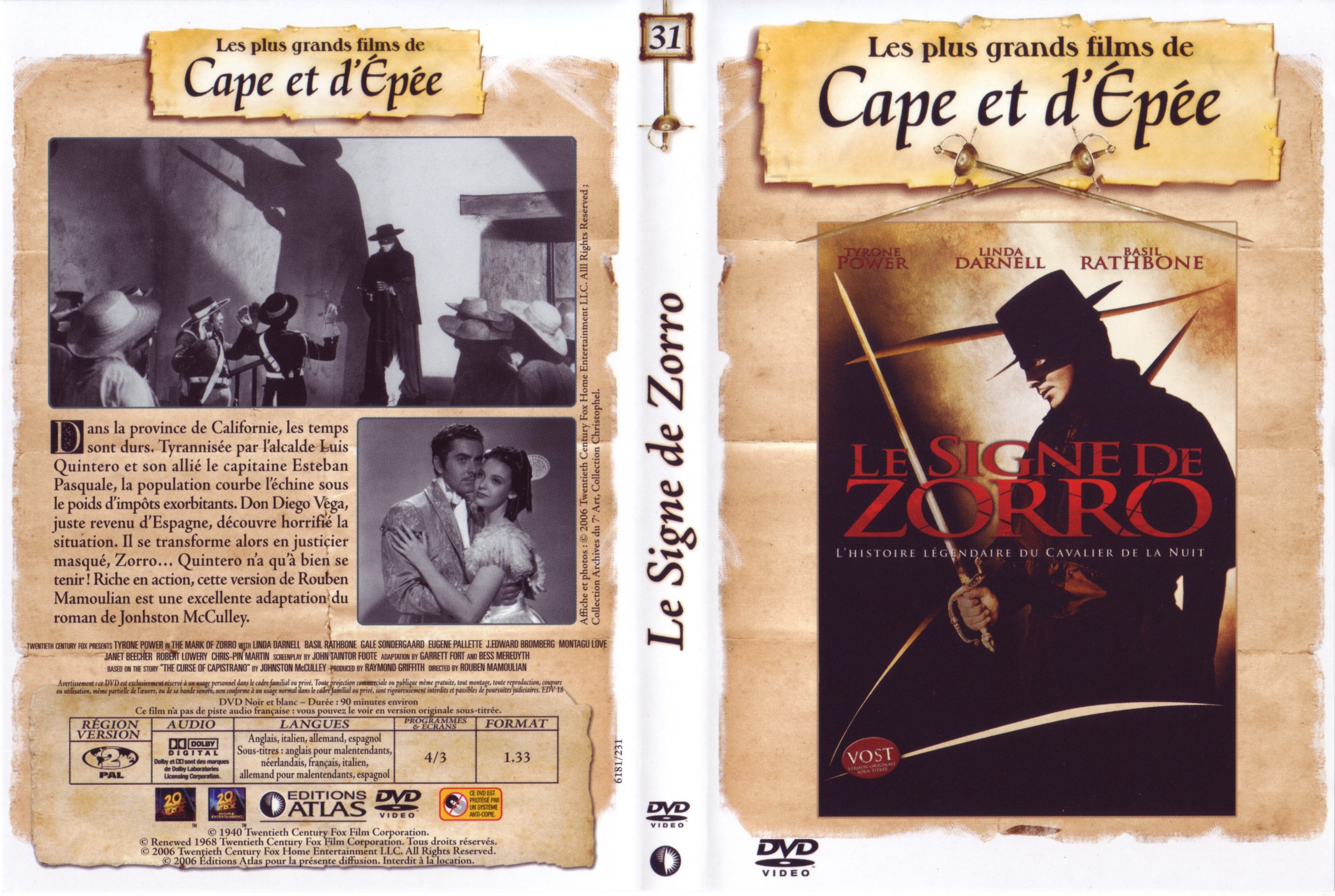 Jaquette DVD Le signe de zorro v3