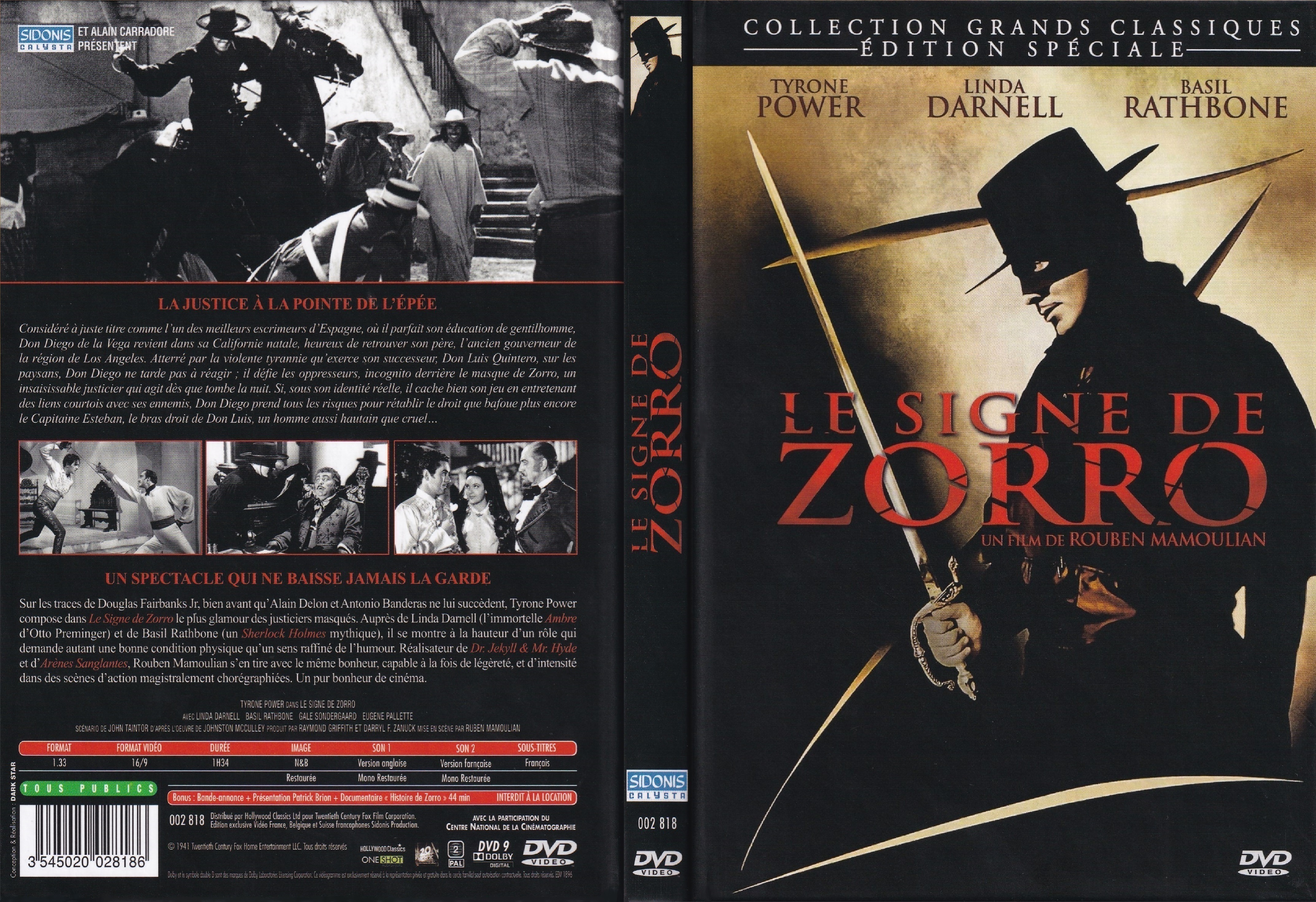 Jaquette DVD Le signe de zorro v4