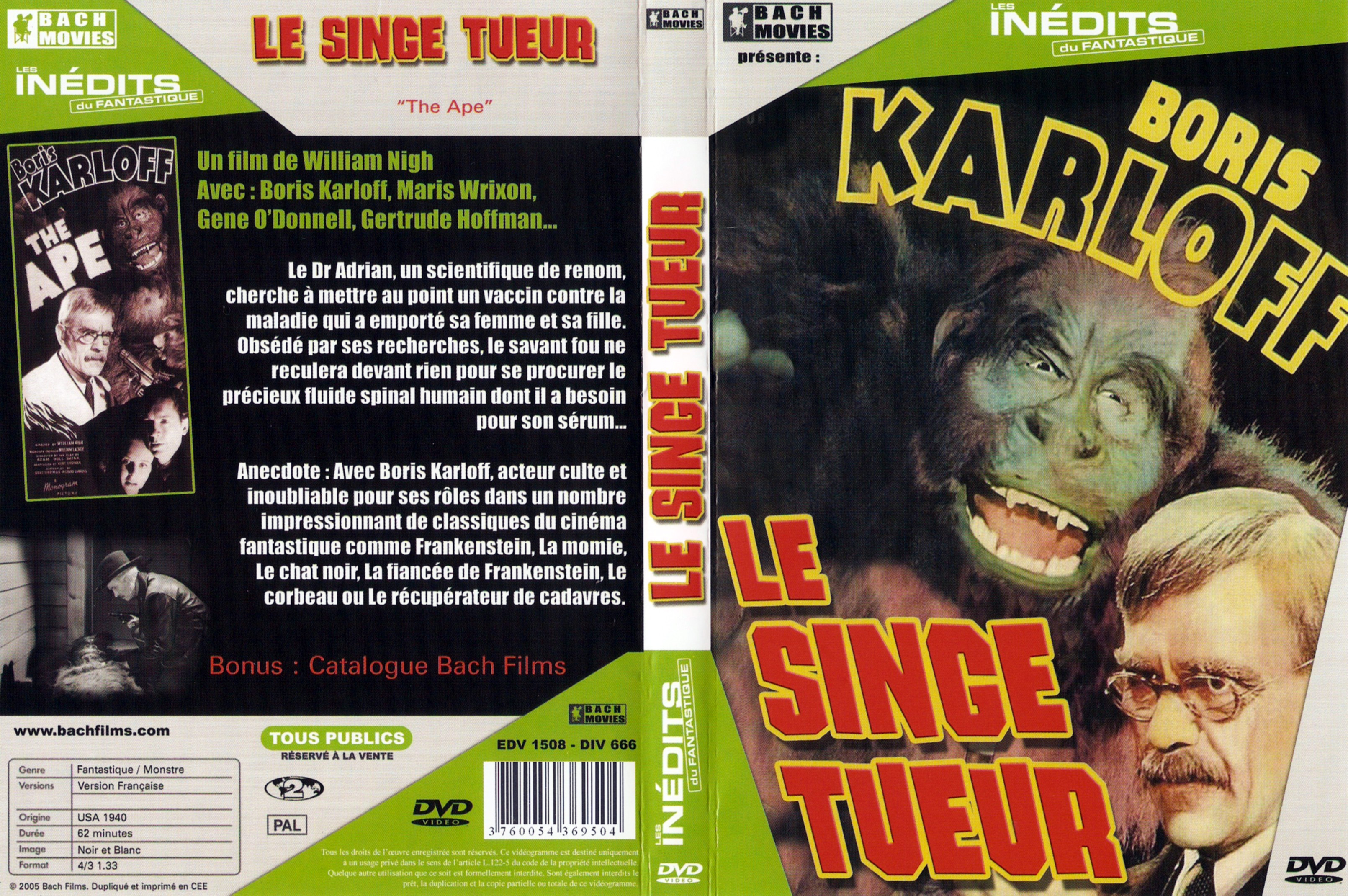 Jaquette DVD Le singe tueur