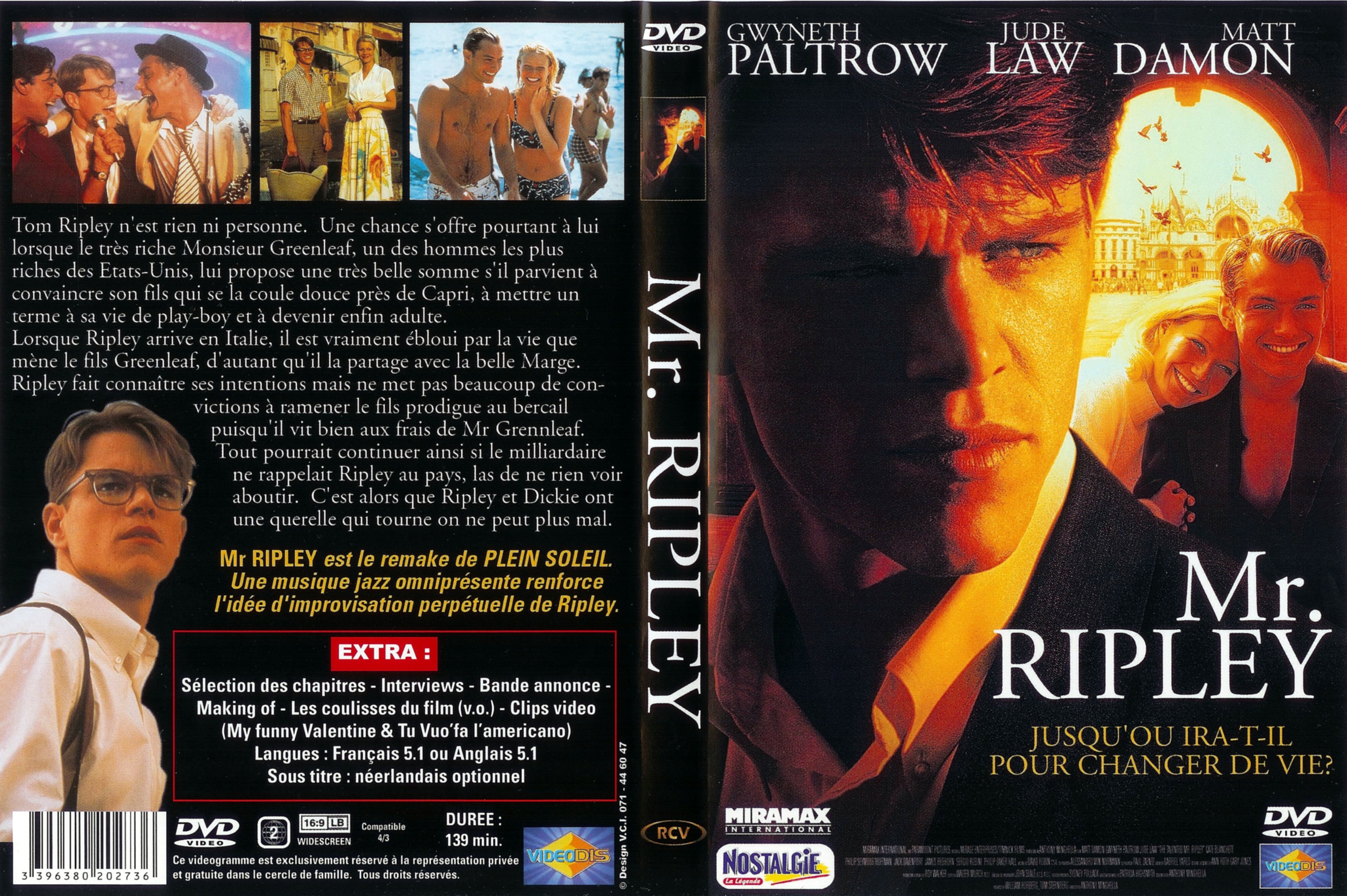 Jaquette DVD Le talentueux Mr Ripley