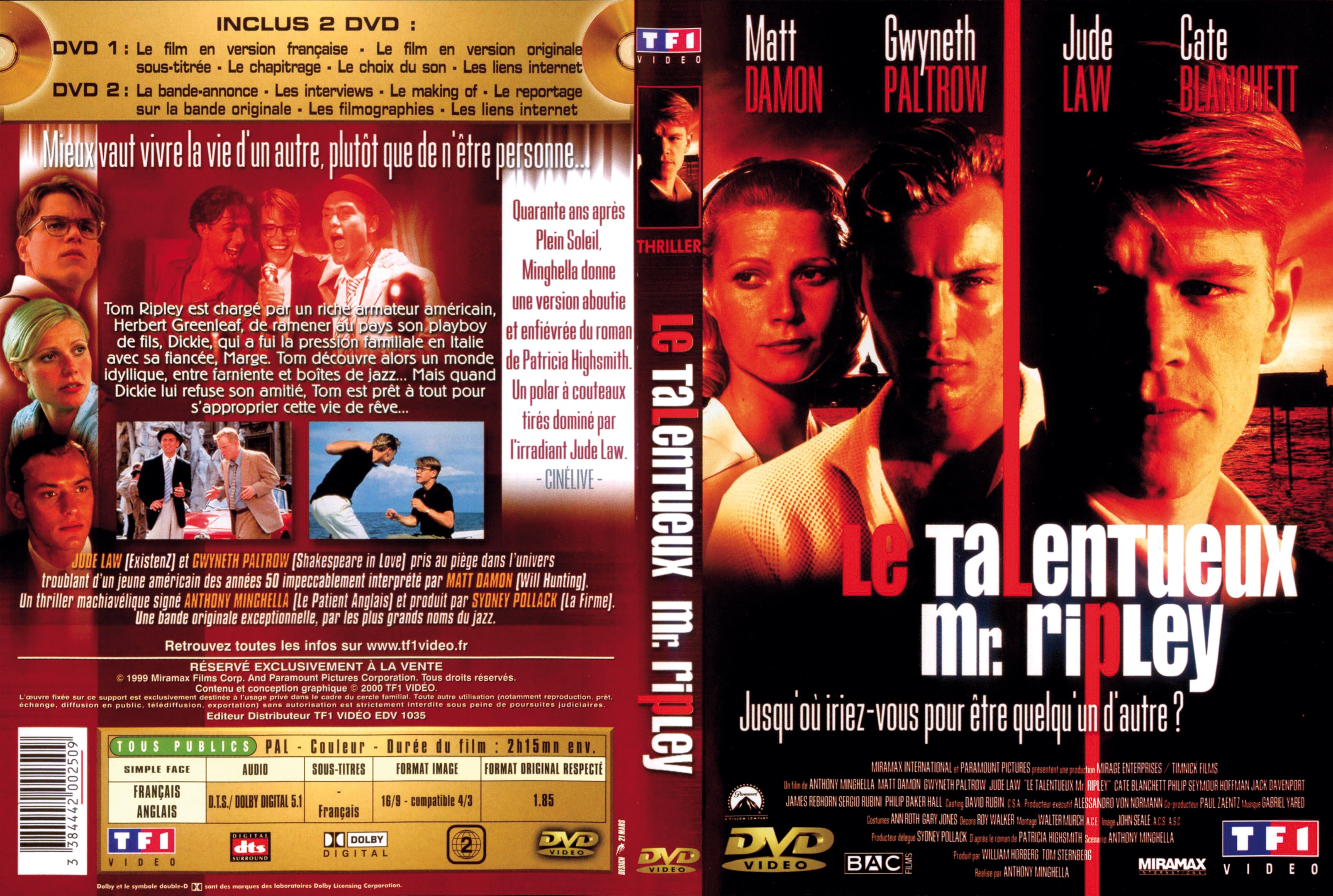 Jaquette DVD Le talentueux Mr Ripley v2