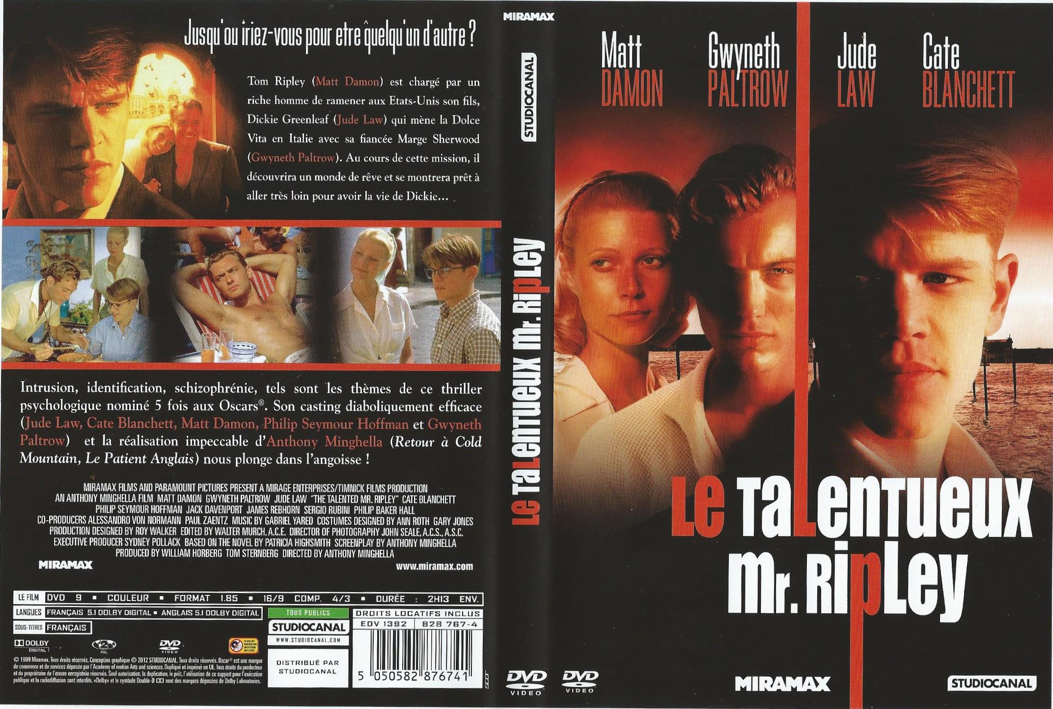 Jaquette DVD Le talentueux Mr Ripley v3