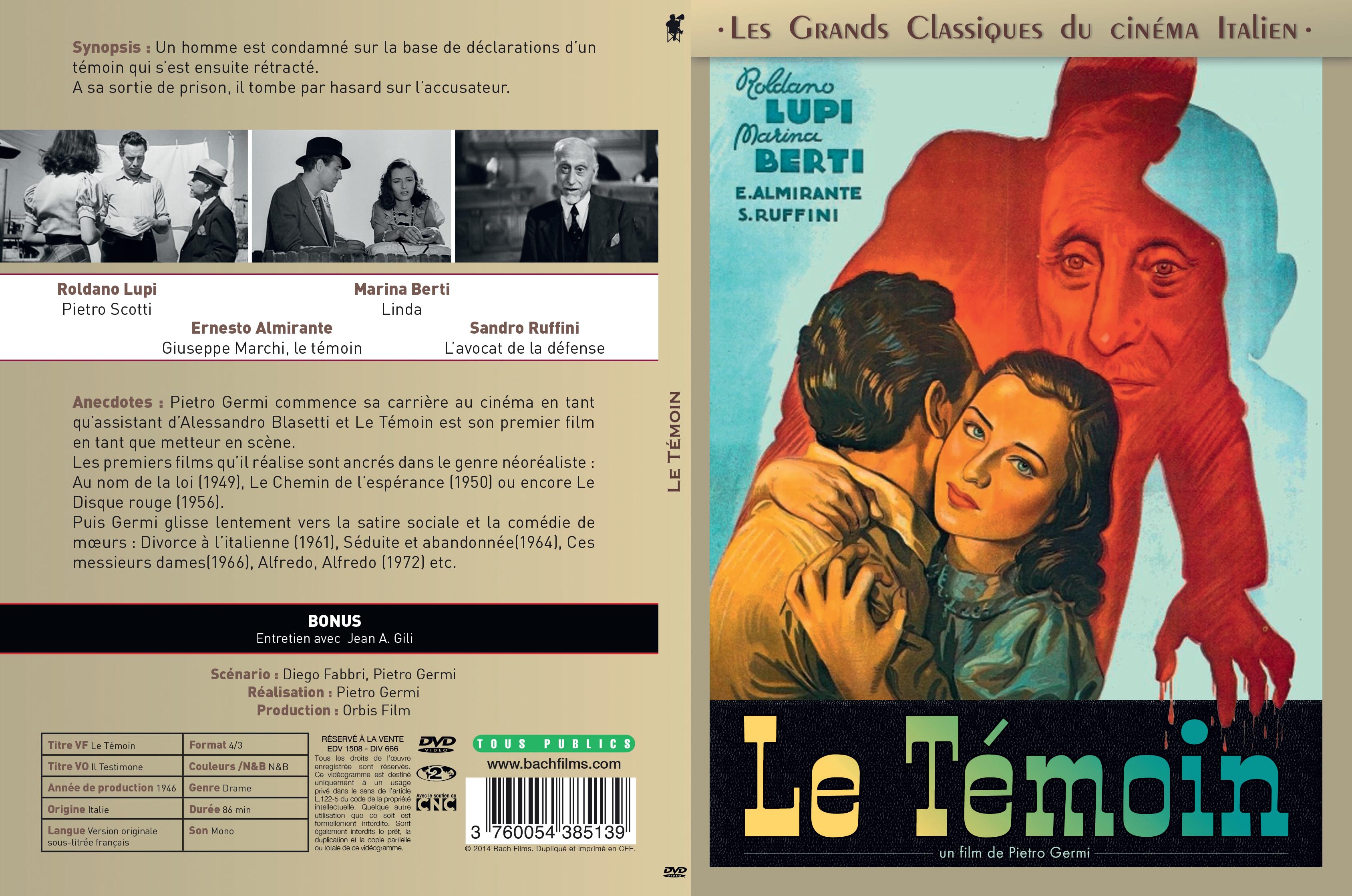 Jaquette DVD Le temoin (1946)