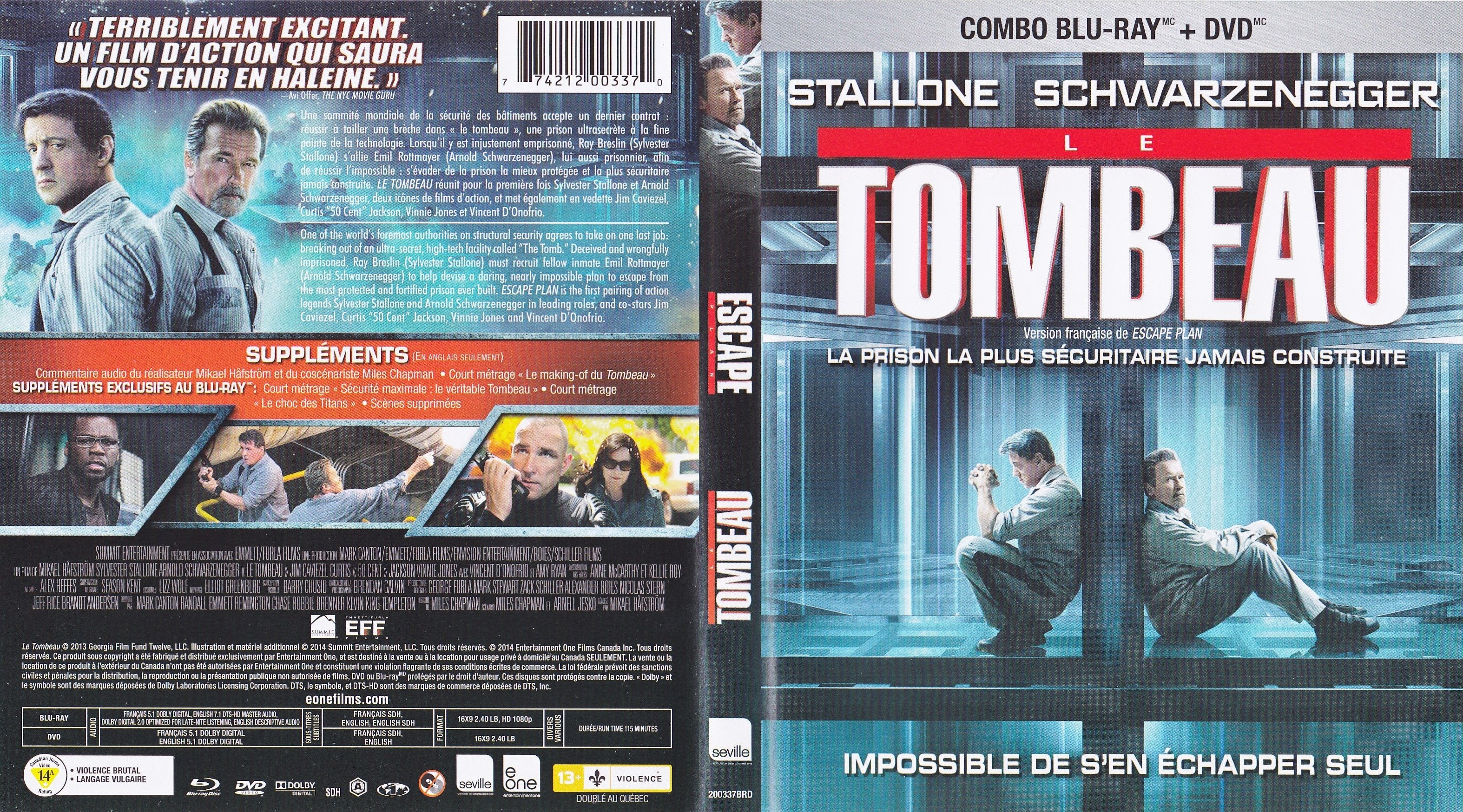 Jaquette DVD Le tombeau - Escape plan (Canadienne) (BLU-RAY)