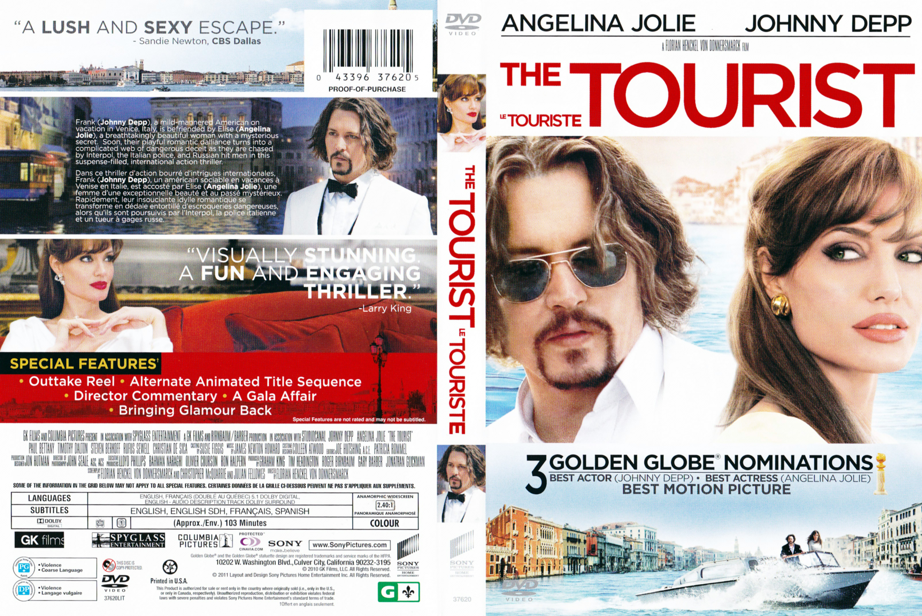 Jaquette DVD Le touriste - The tourist (Canadienne)