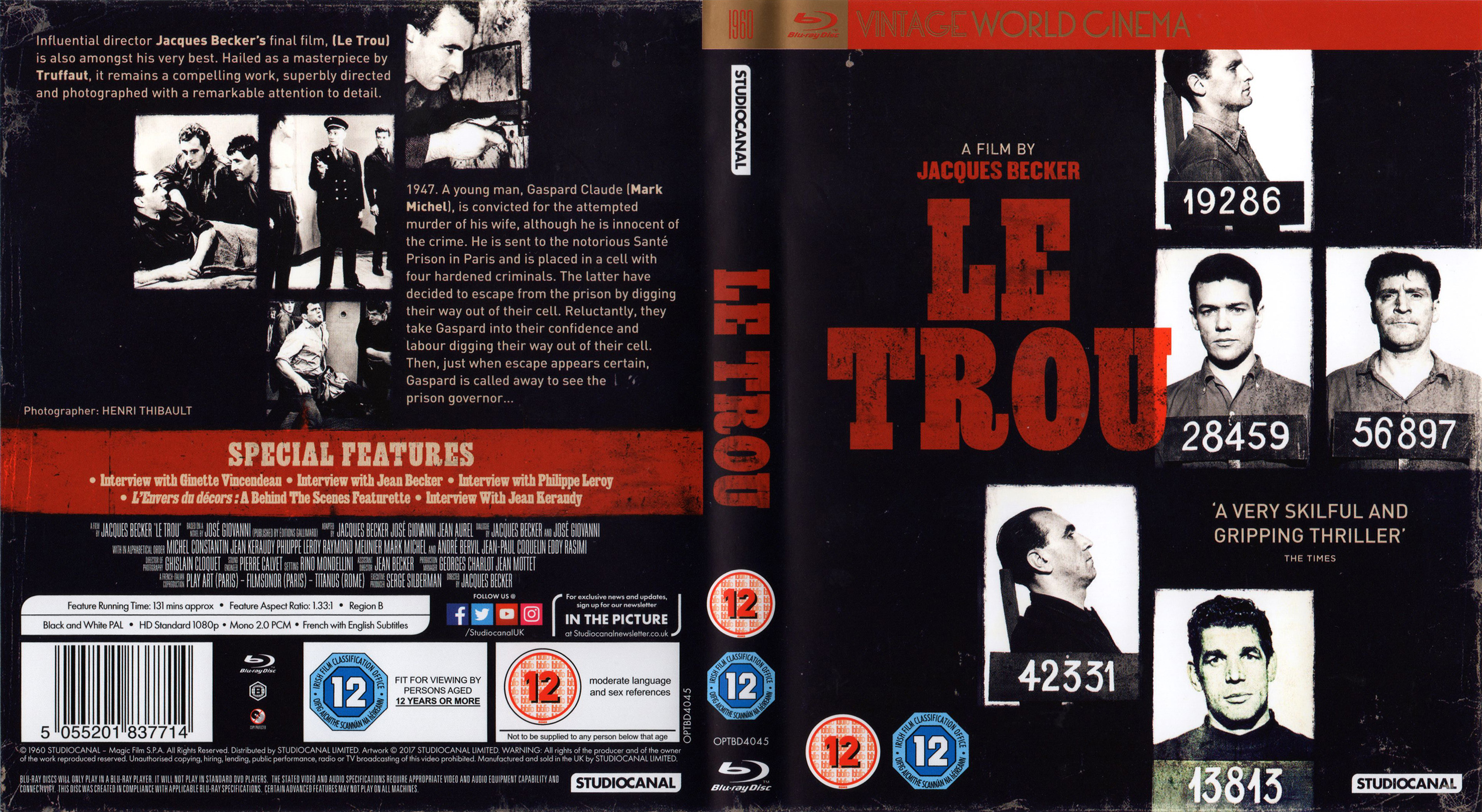 Jaquette DVD Le trou Zone 1 (BLU-RAY)