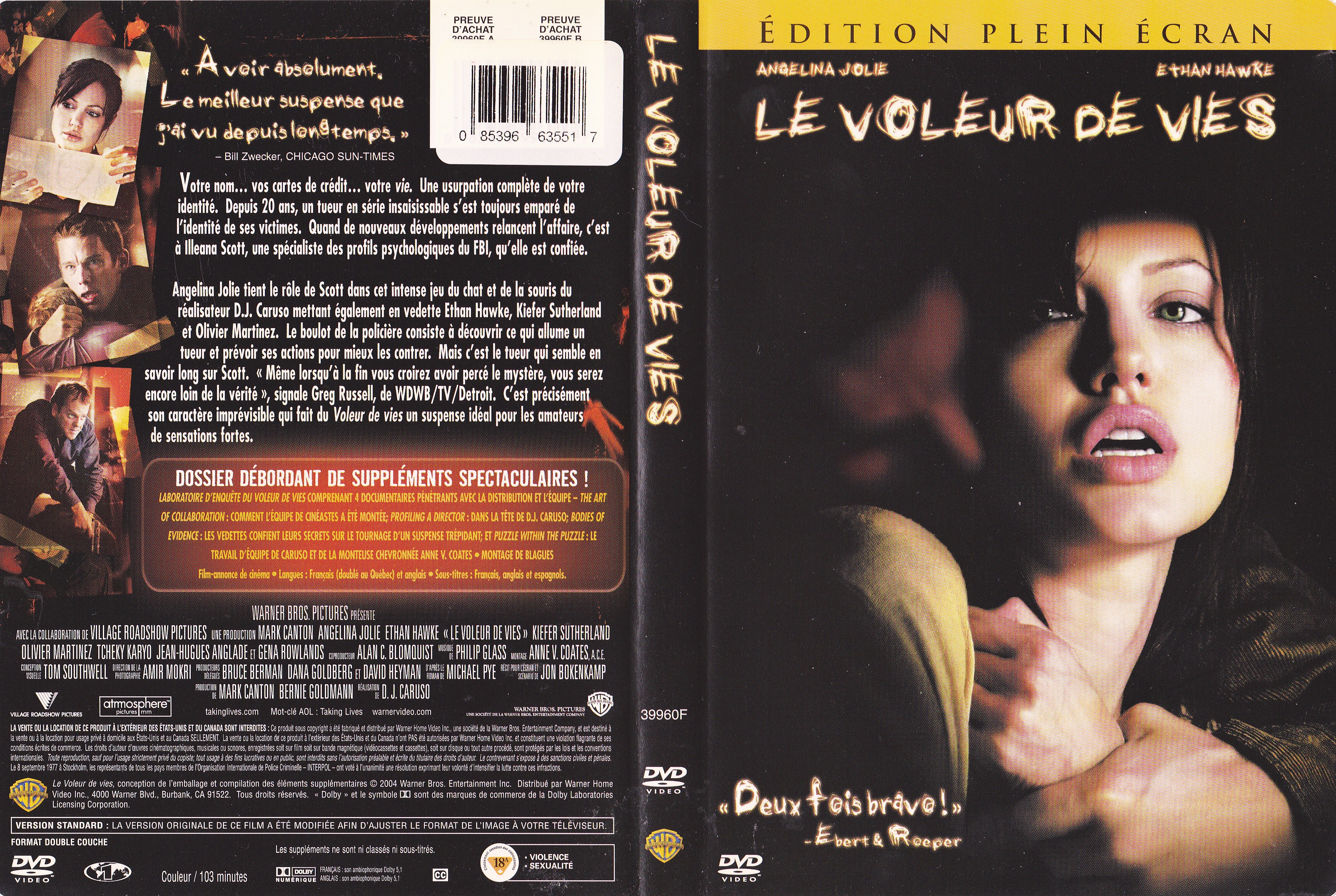 Jaquette DVD Le voleur de vie (Canadienne)