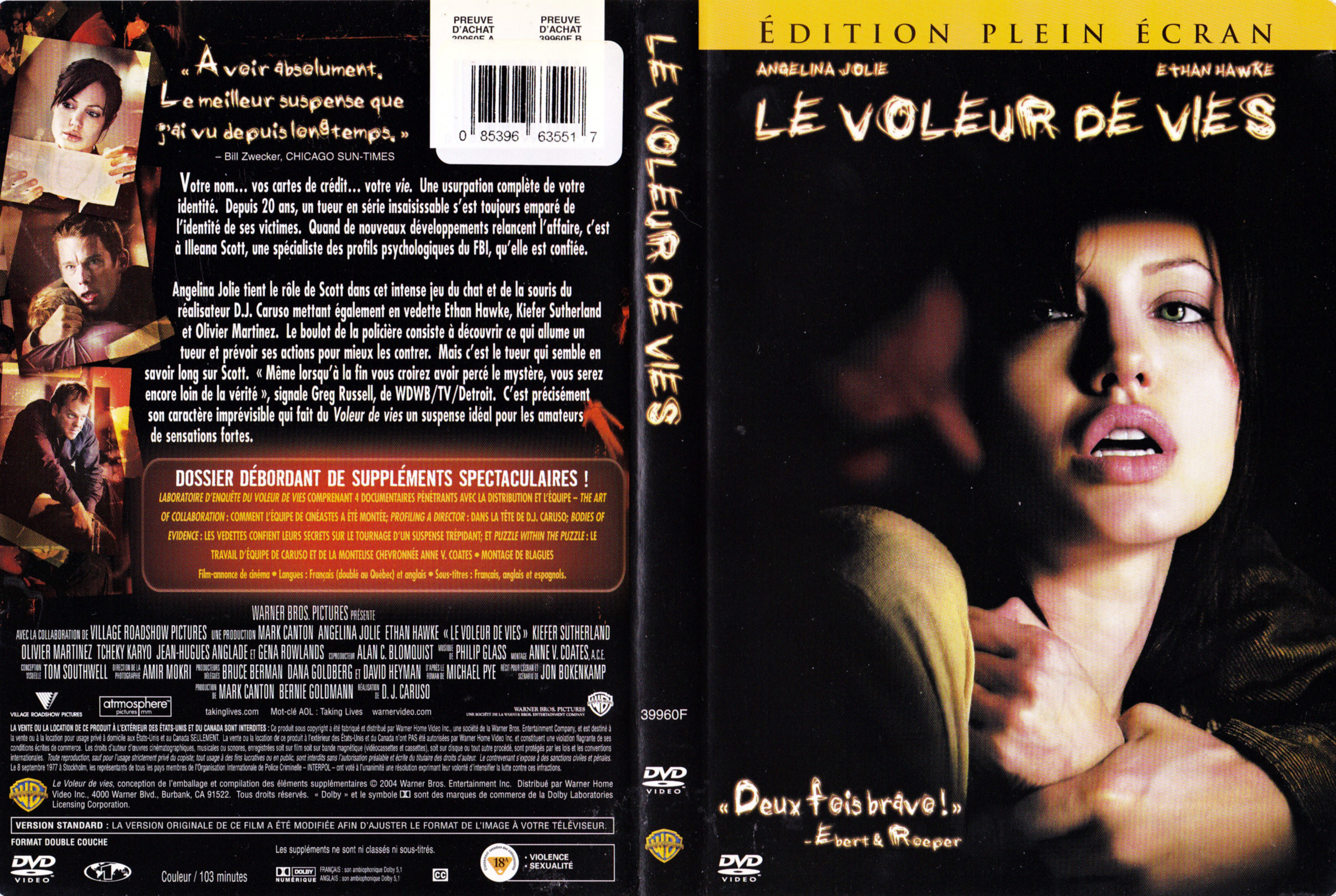 Jaquette DVD Le voleur de vies (Canadienne)