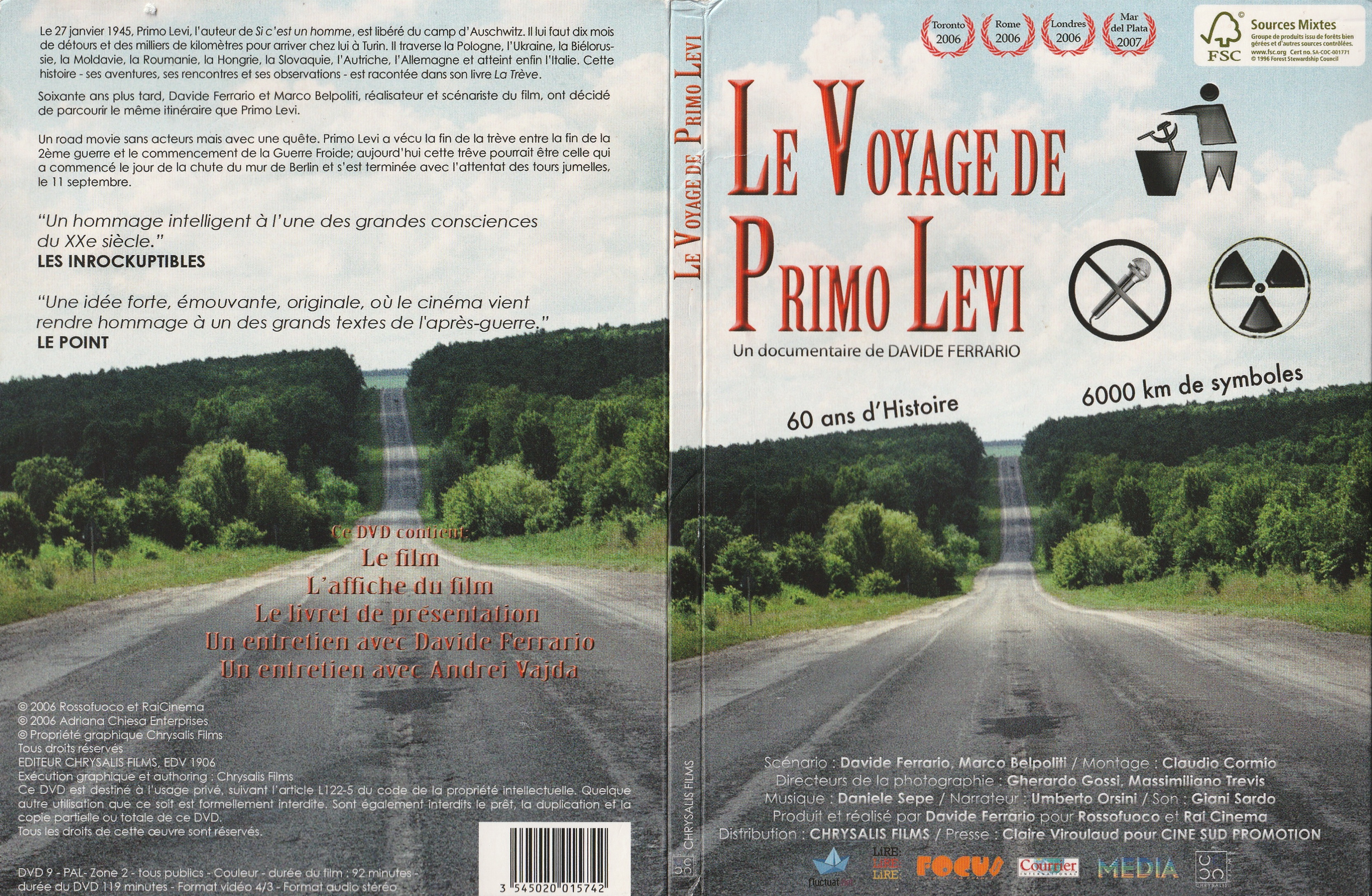 Jaquette DVD Le voyage de Primo Levi