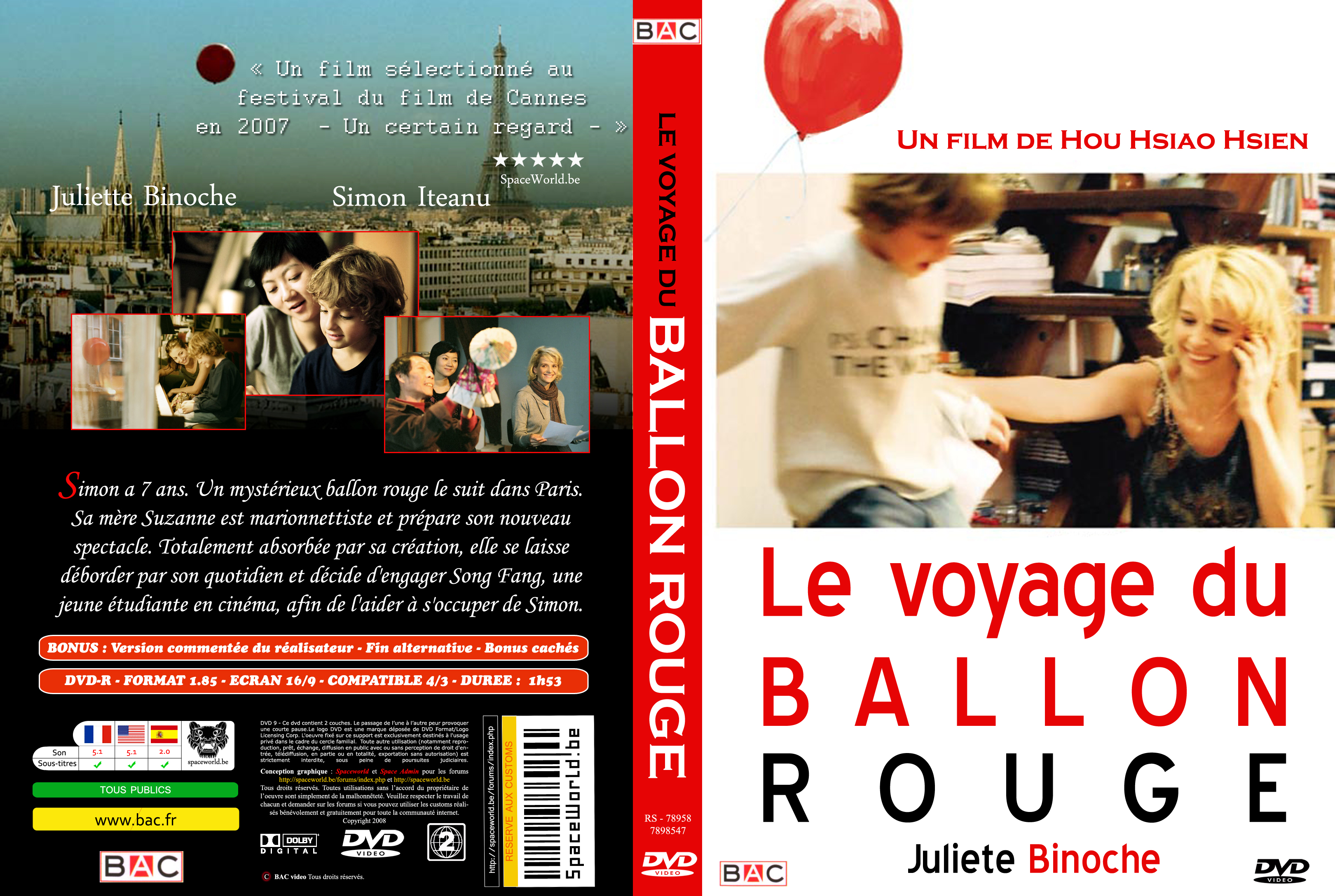 Jaquette DVD Le voyage du ballon rouge custom