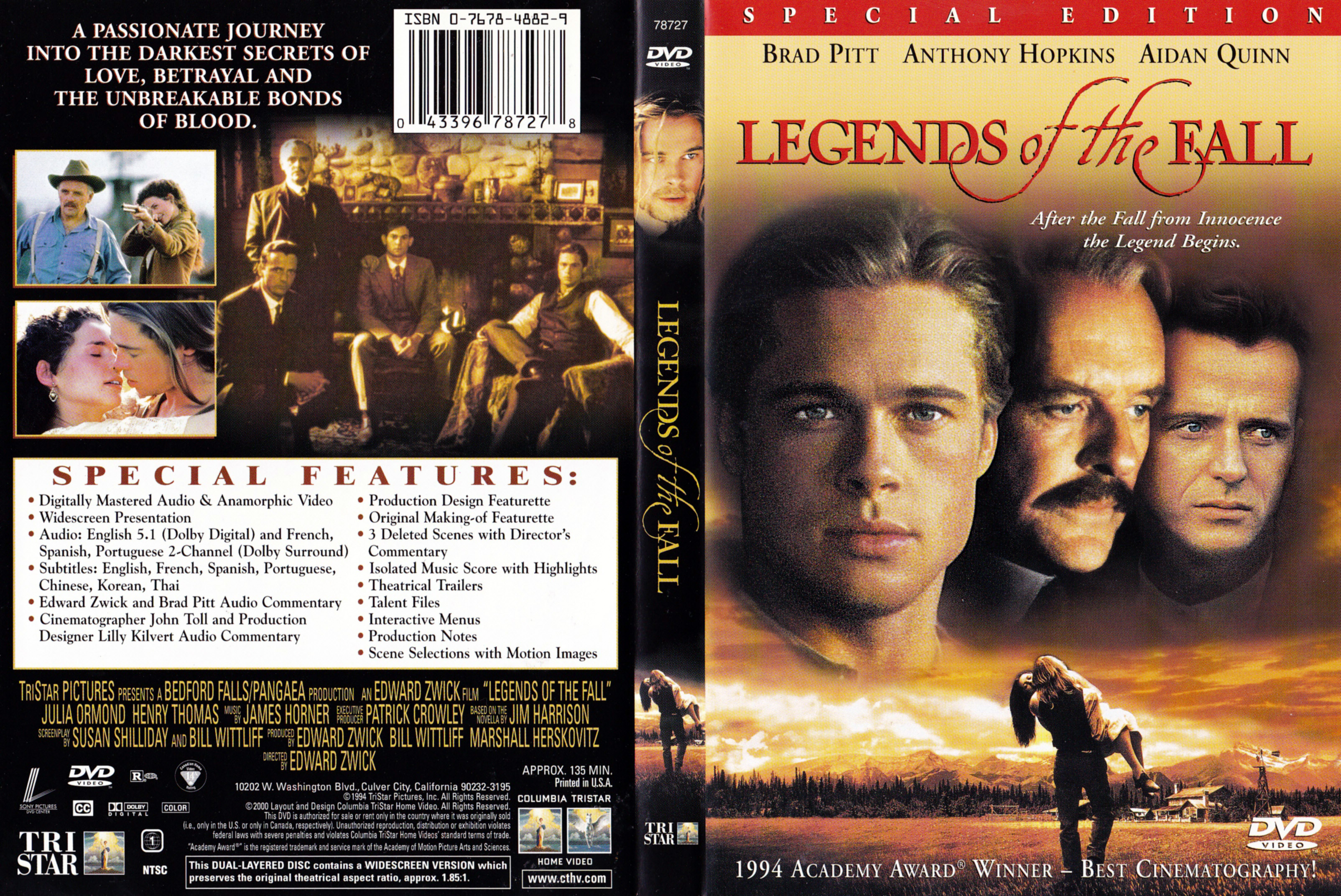 Jaquette DVD Legends of the fall (Canadienne)