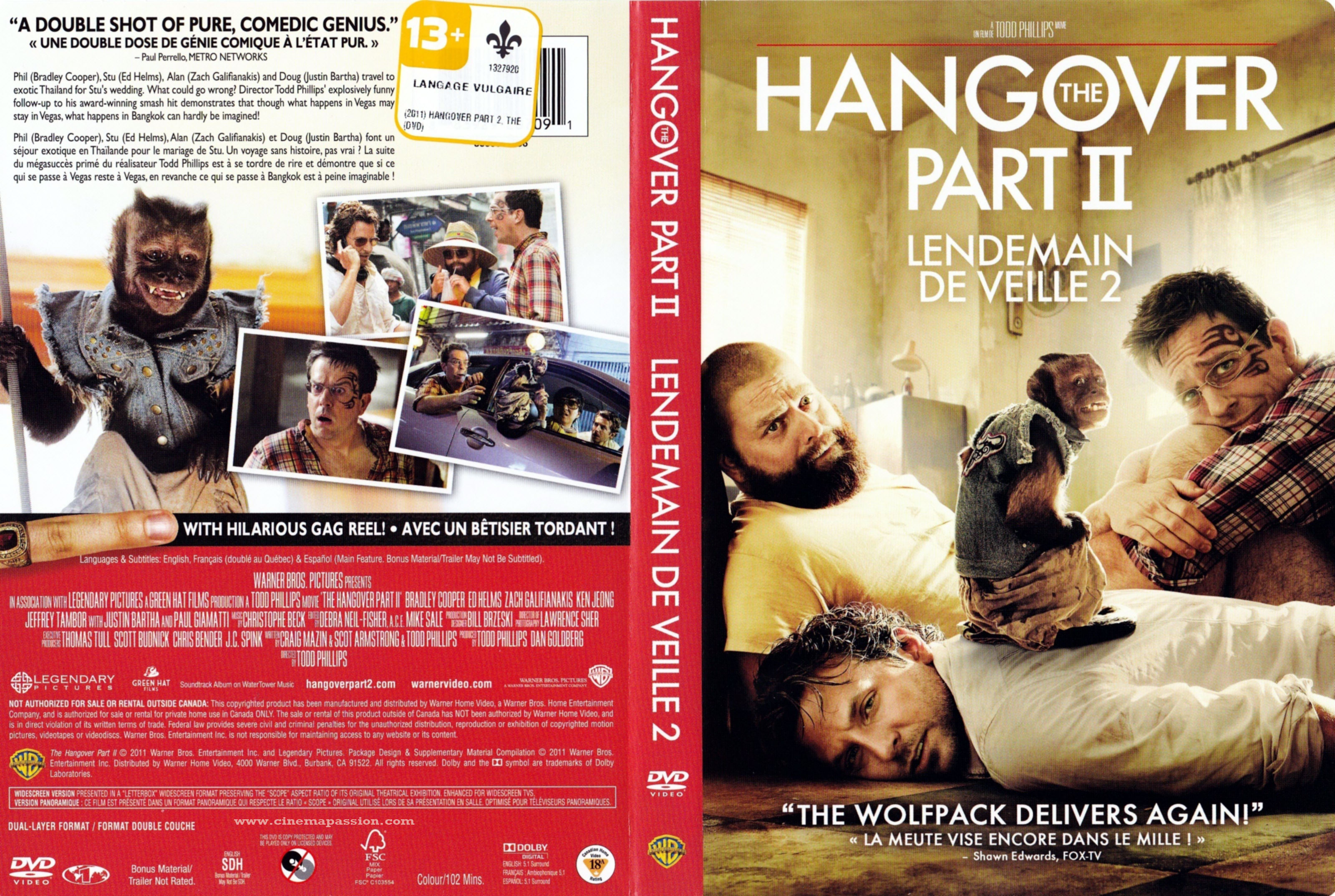 Jaquette DVD Lendemain de veille 2 - Hangover 2 (Canadienne)