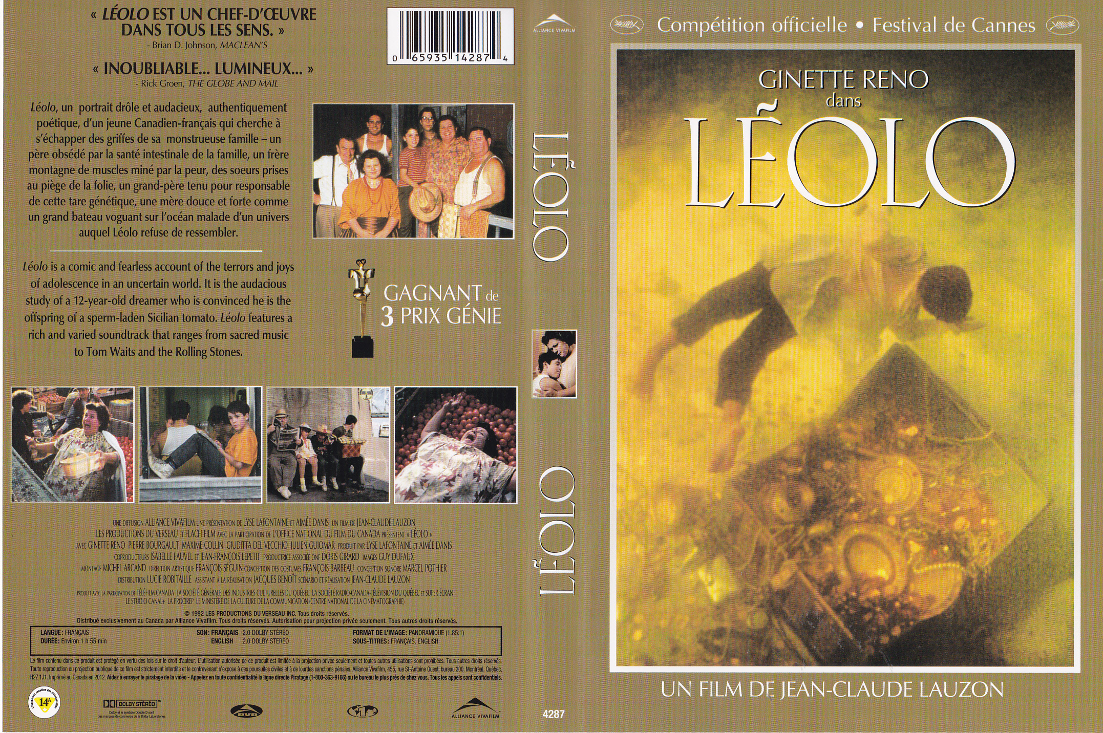 Jaquette DVD Leolo (Canadienne)