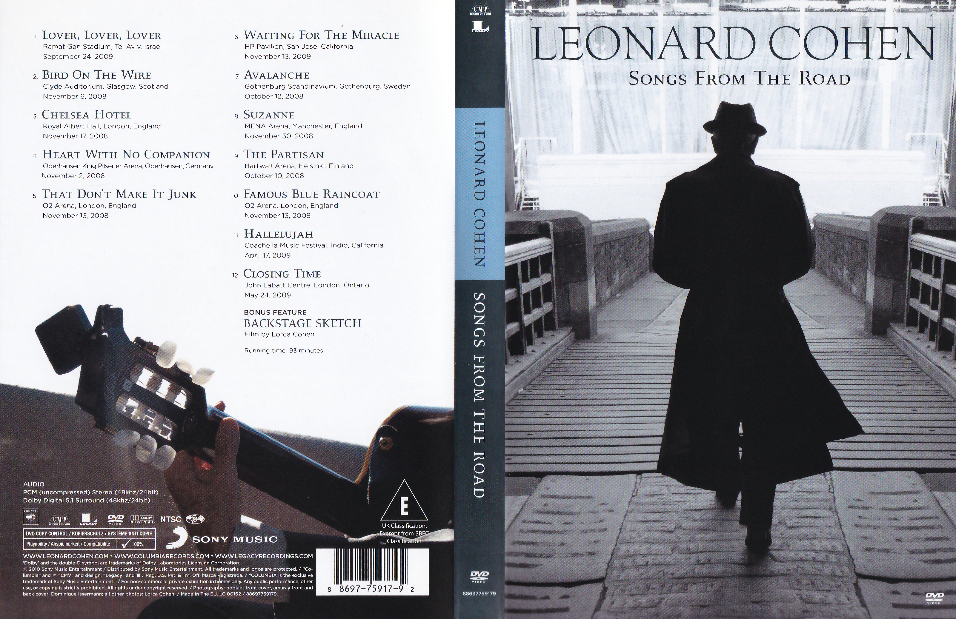 Jaquette DVD Leonard Cohen Songs From The Road 