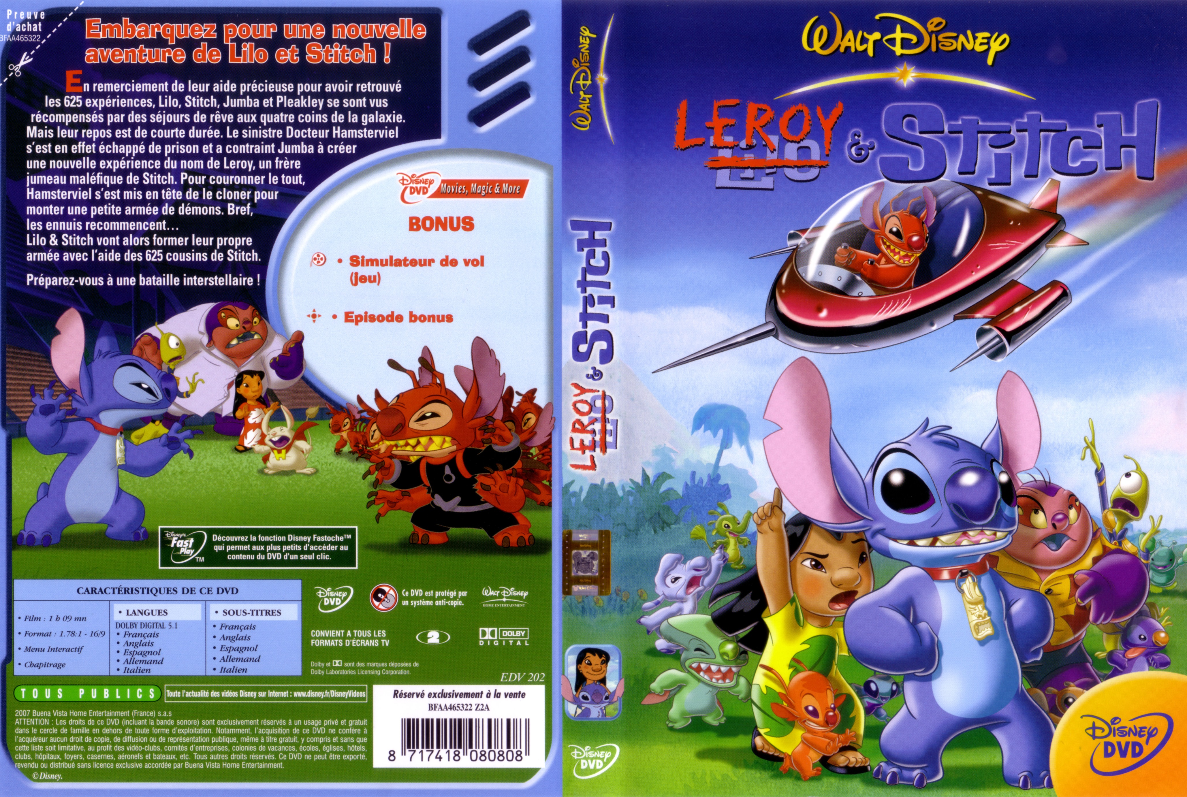 Jaquette DVD Leroy et Stitch