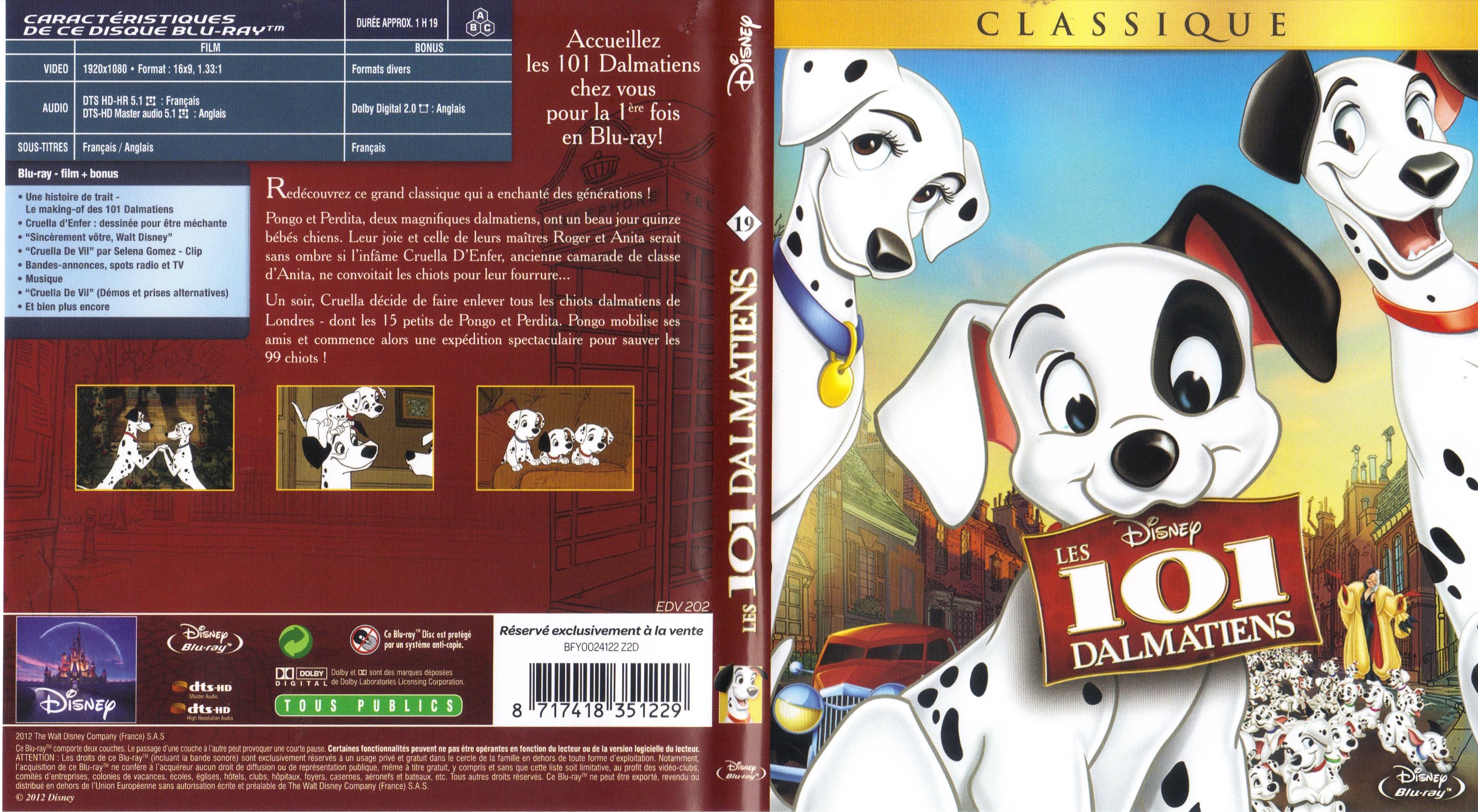 Jaquette DVD Les 101 dalmatiens (BLU-RAY) v2