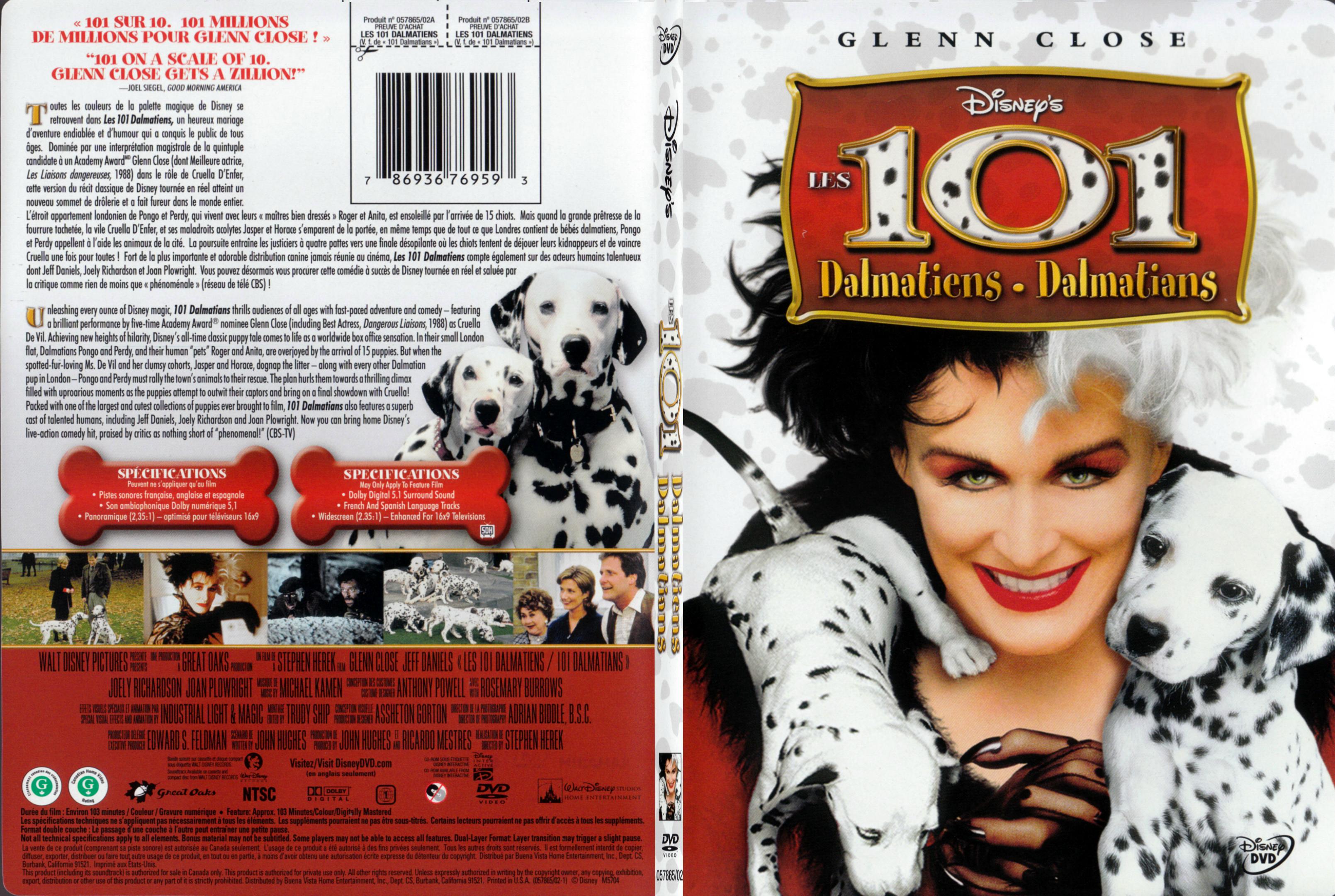 Jaquette DVD Les 101 dalmatiens le film (Canadienne) - SLIM