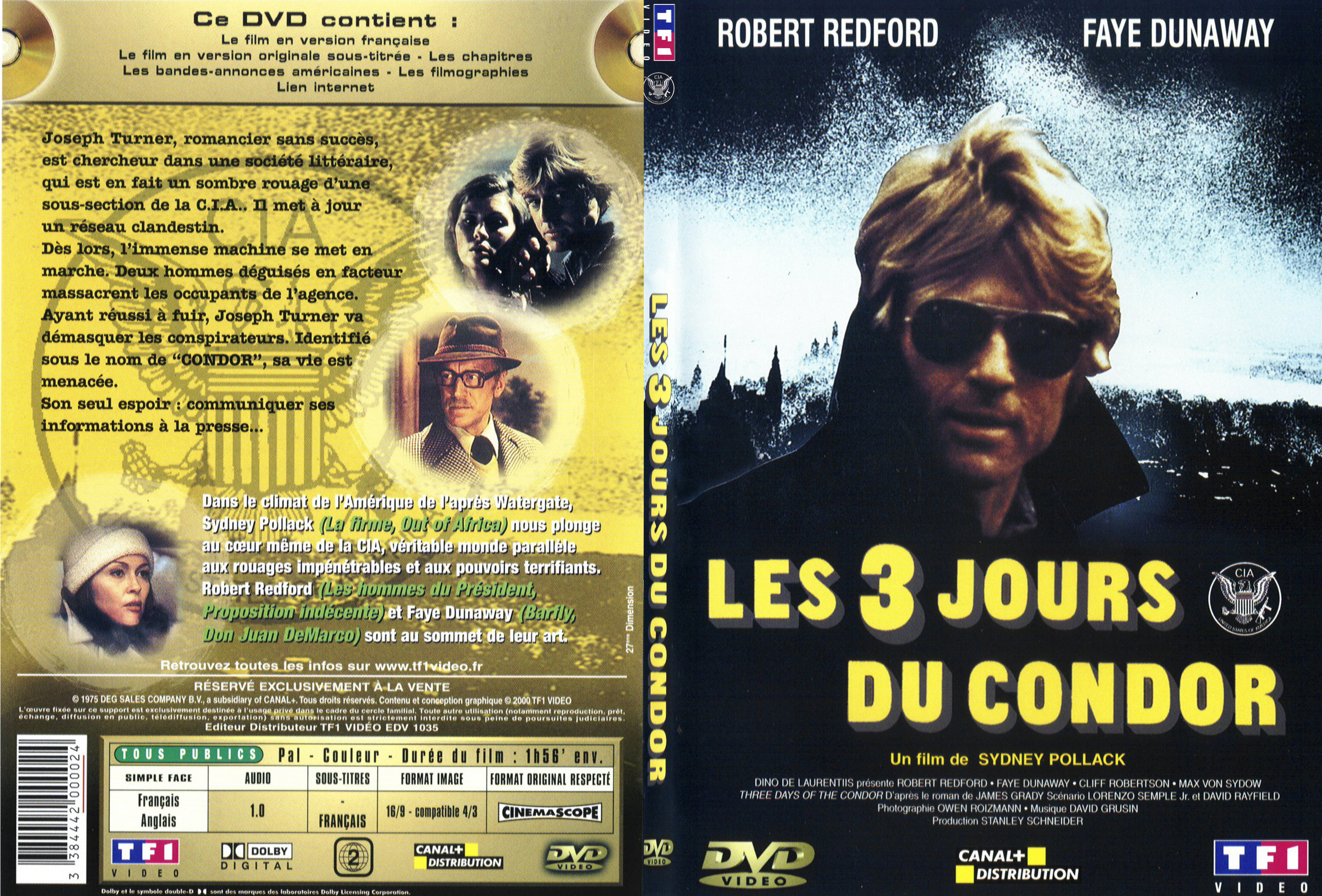 Jaquette DVD Les 3 jours du condor - SLIM