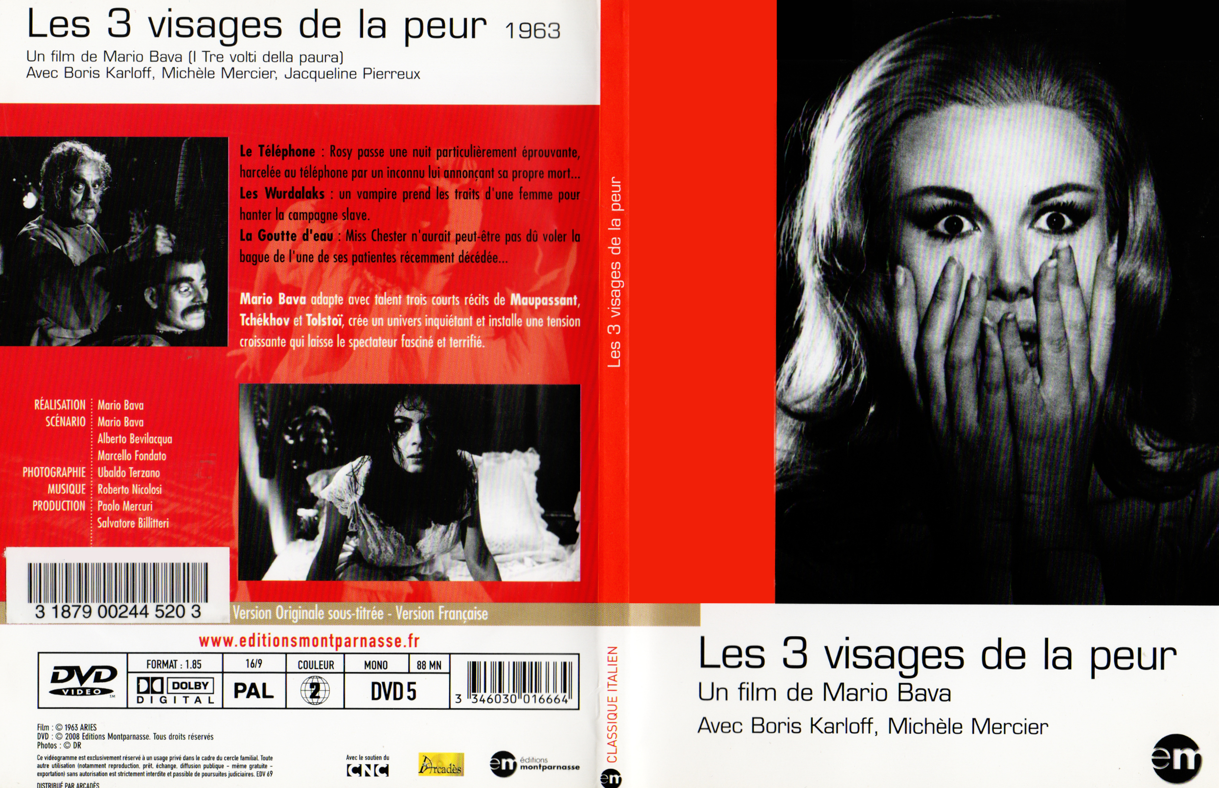 Jaquette DVD Les 3 visages de la peur