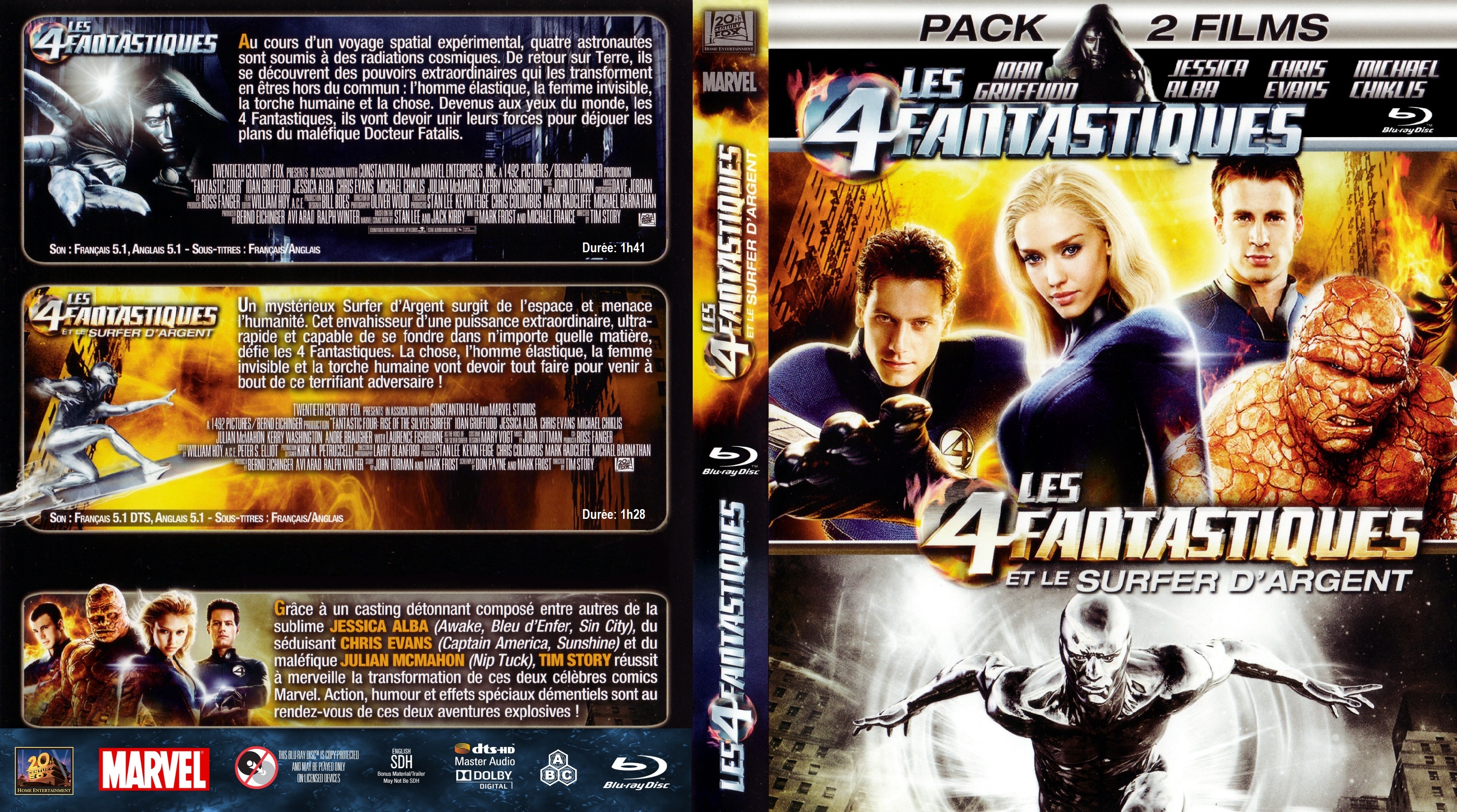 Jaquette DVD Les 4 Fantastiques 1 & 2 custom (BLU-RAY)