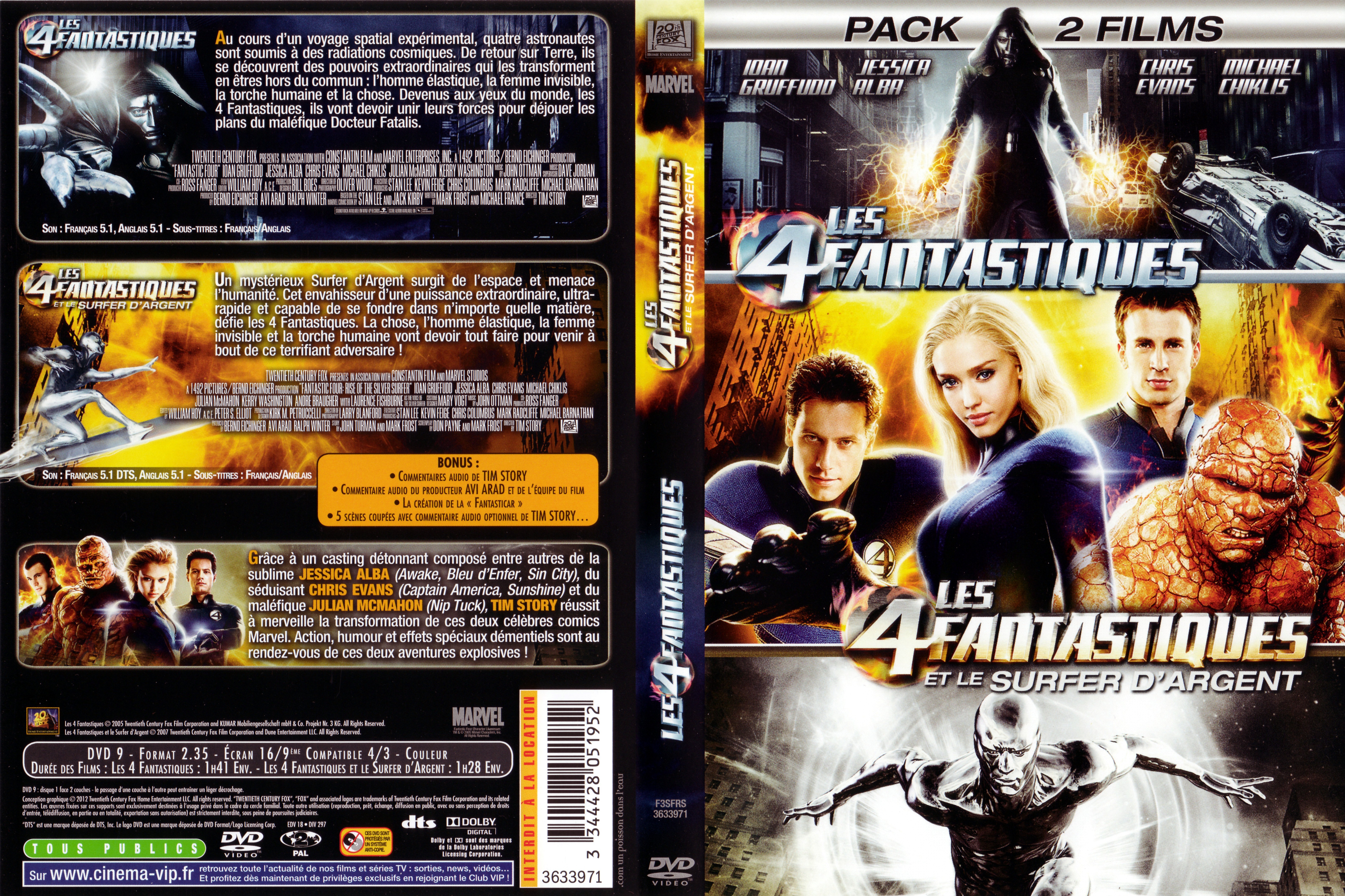 Jaquette DVD Les 4 fantastiques + Les 4 fantastiques et le surfer d