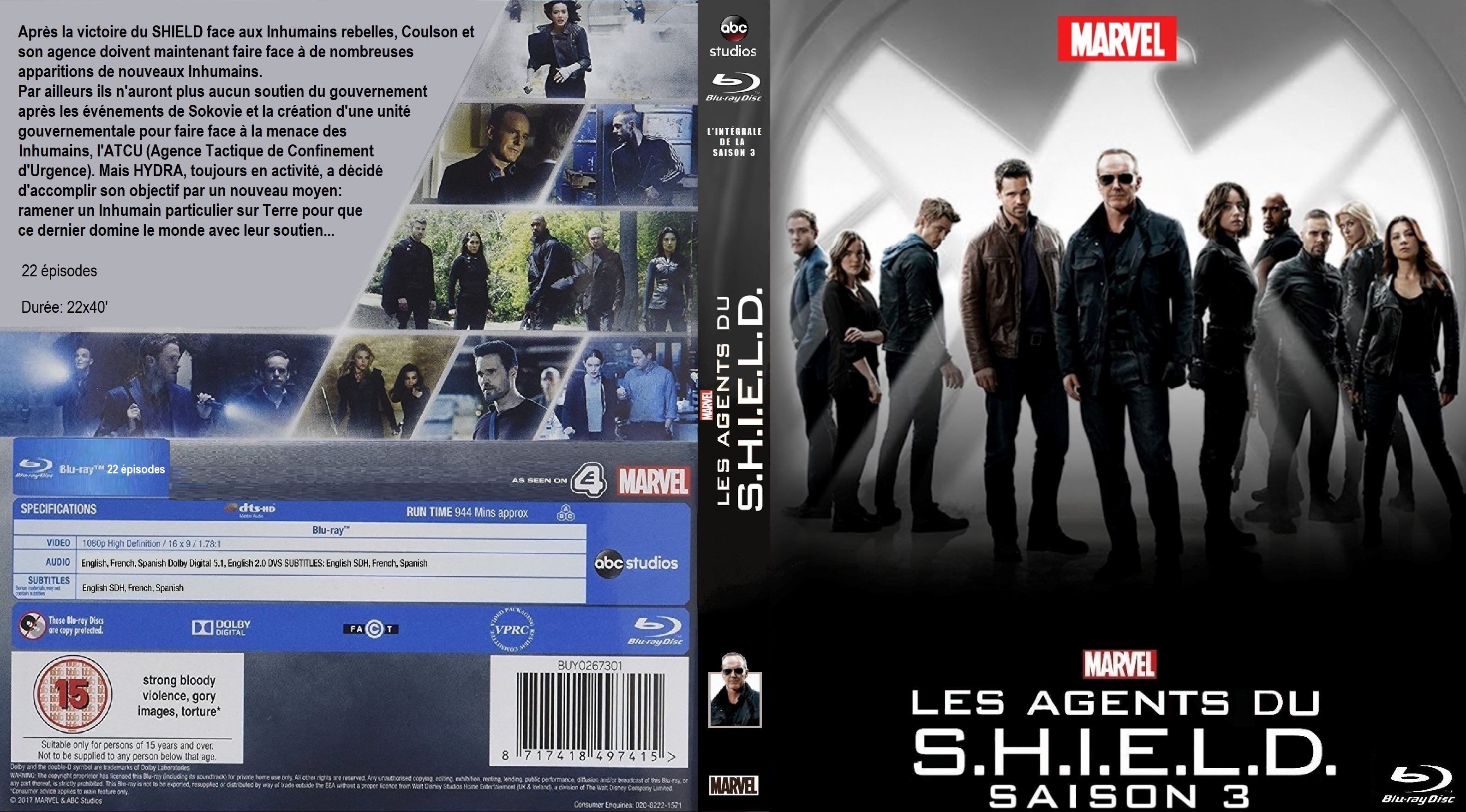 Jaquette DVD Les Agents du SHIELD Saison 3 custom (BLU-RAY)