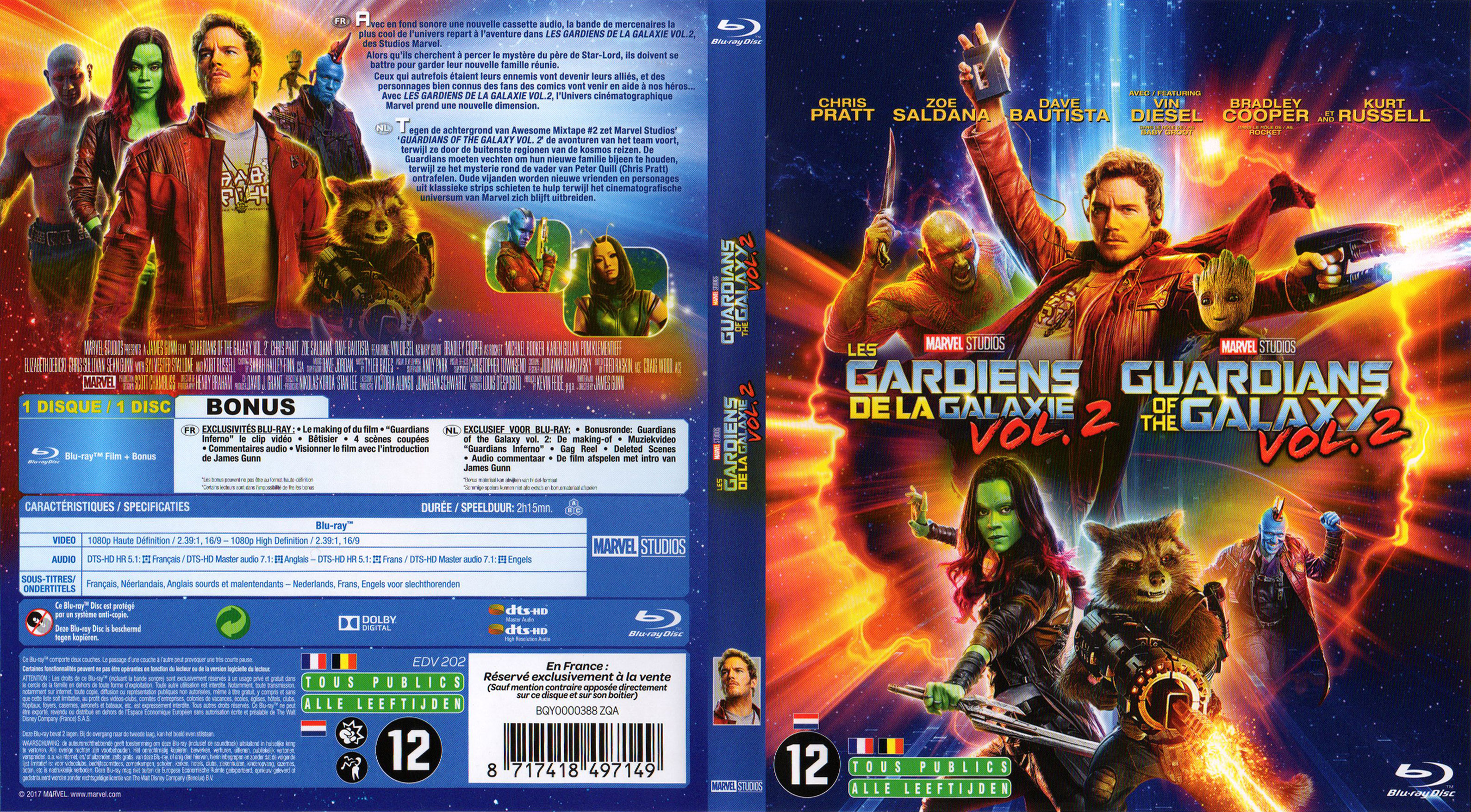 Jaquette DVD Les Gardiens de la Galaxie 2 (BLU-RAY)