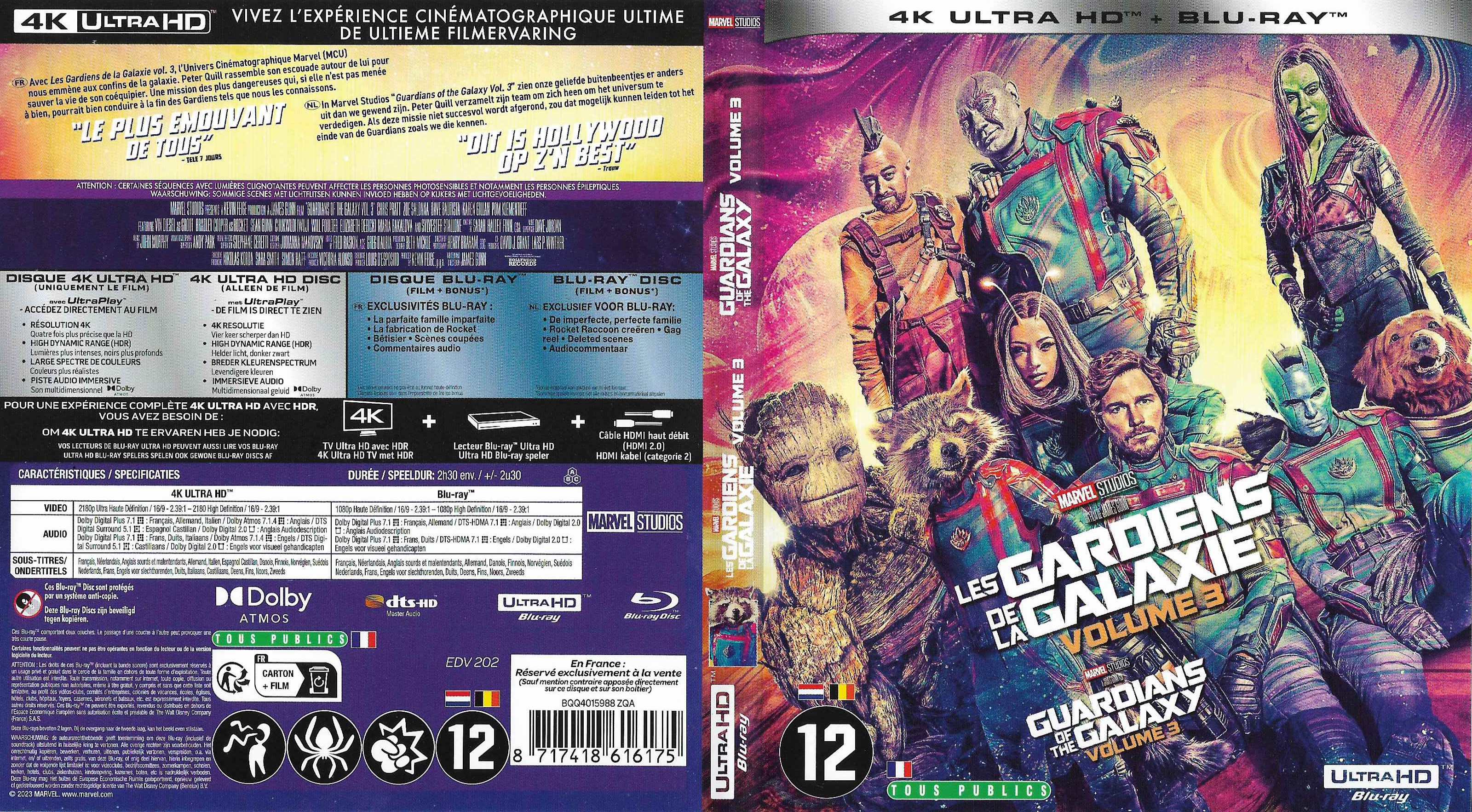 Jaquette DVD Les Gardiens de la Galaxie Vol 3 4K (BLU-RAY)