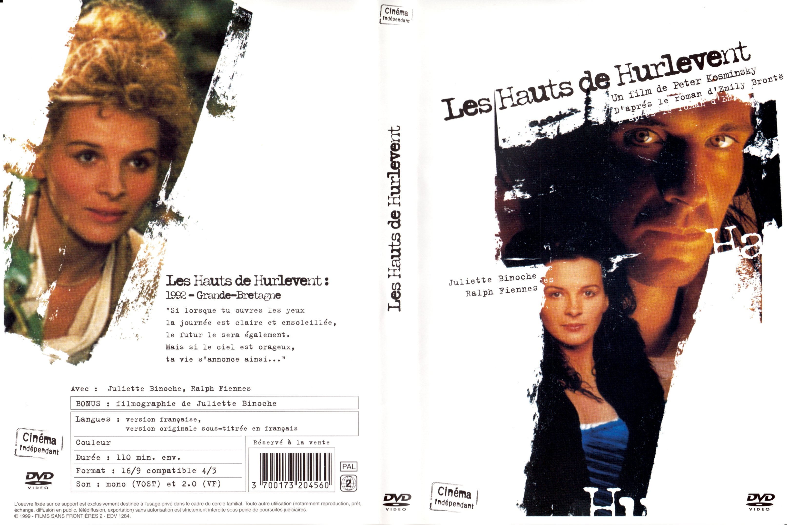 Jaquette DVD Les Hauts de Hurlevent (1992)