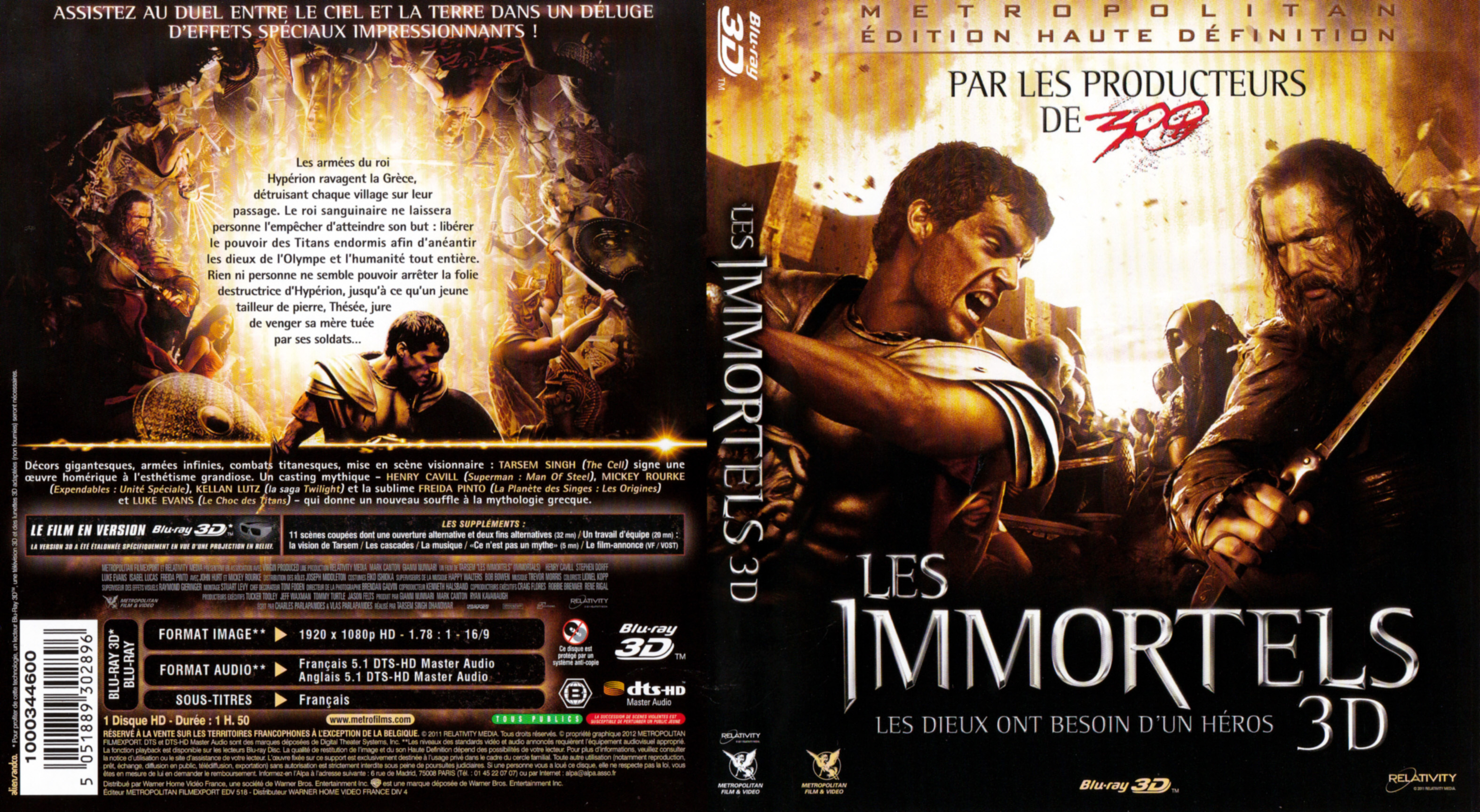 Jaquette DVD Les Immortels 3D (BLU-RAY)