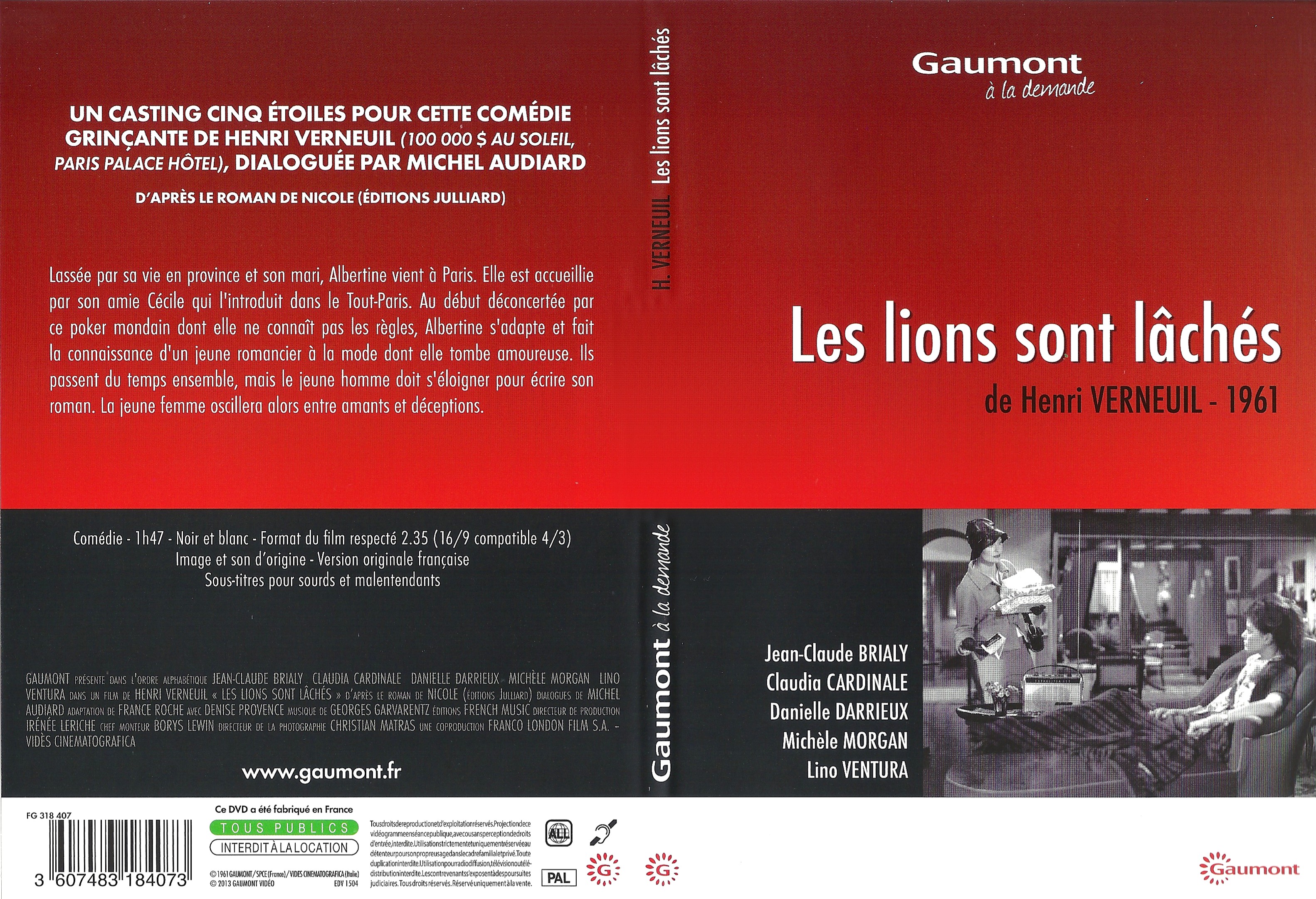 Jaquette DVD Les Lions sont lchs
