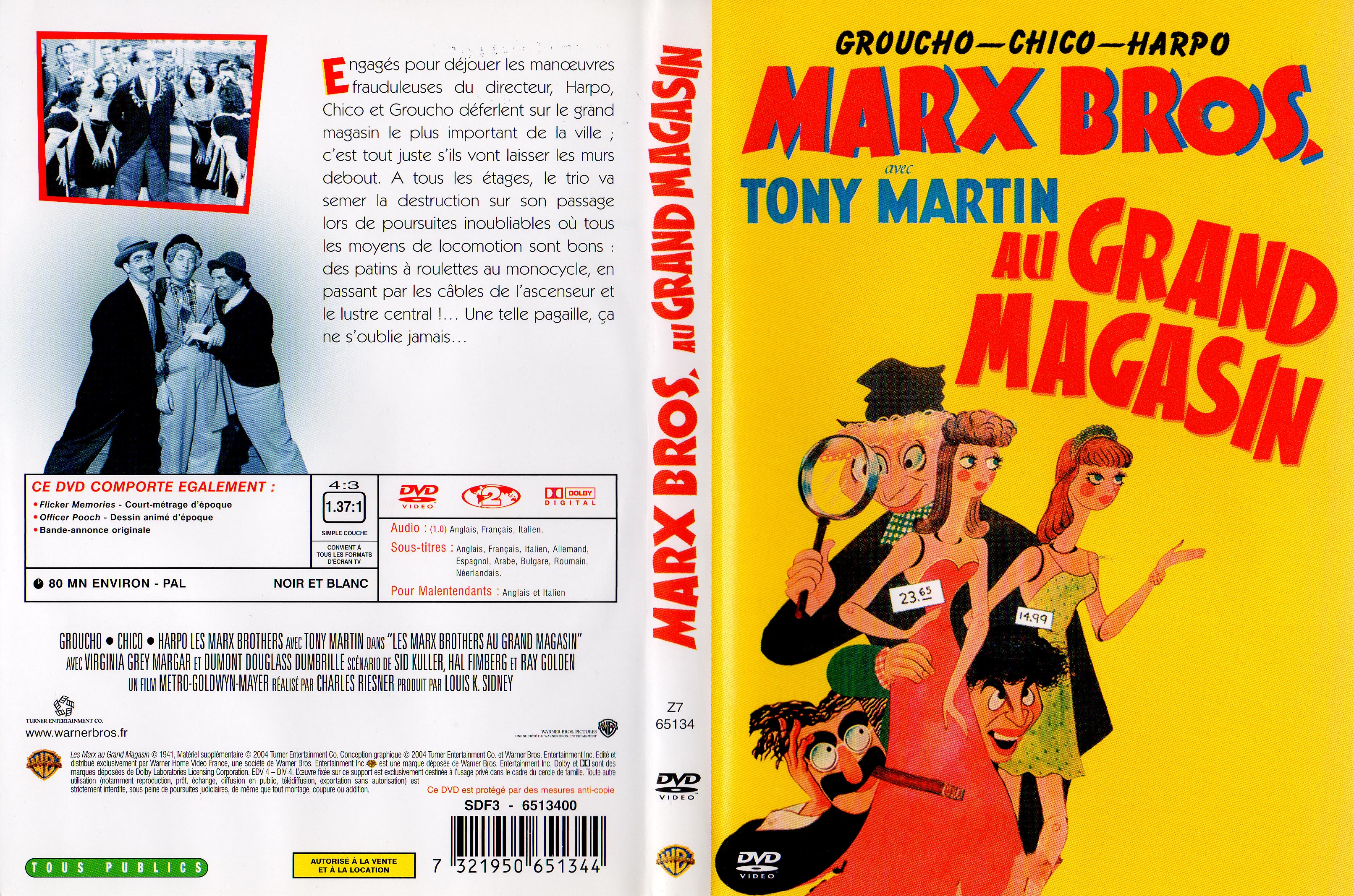 Jaquette DVD Les Marx Brothers au Grand Magasin