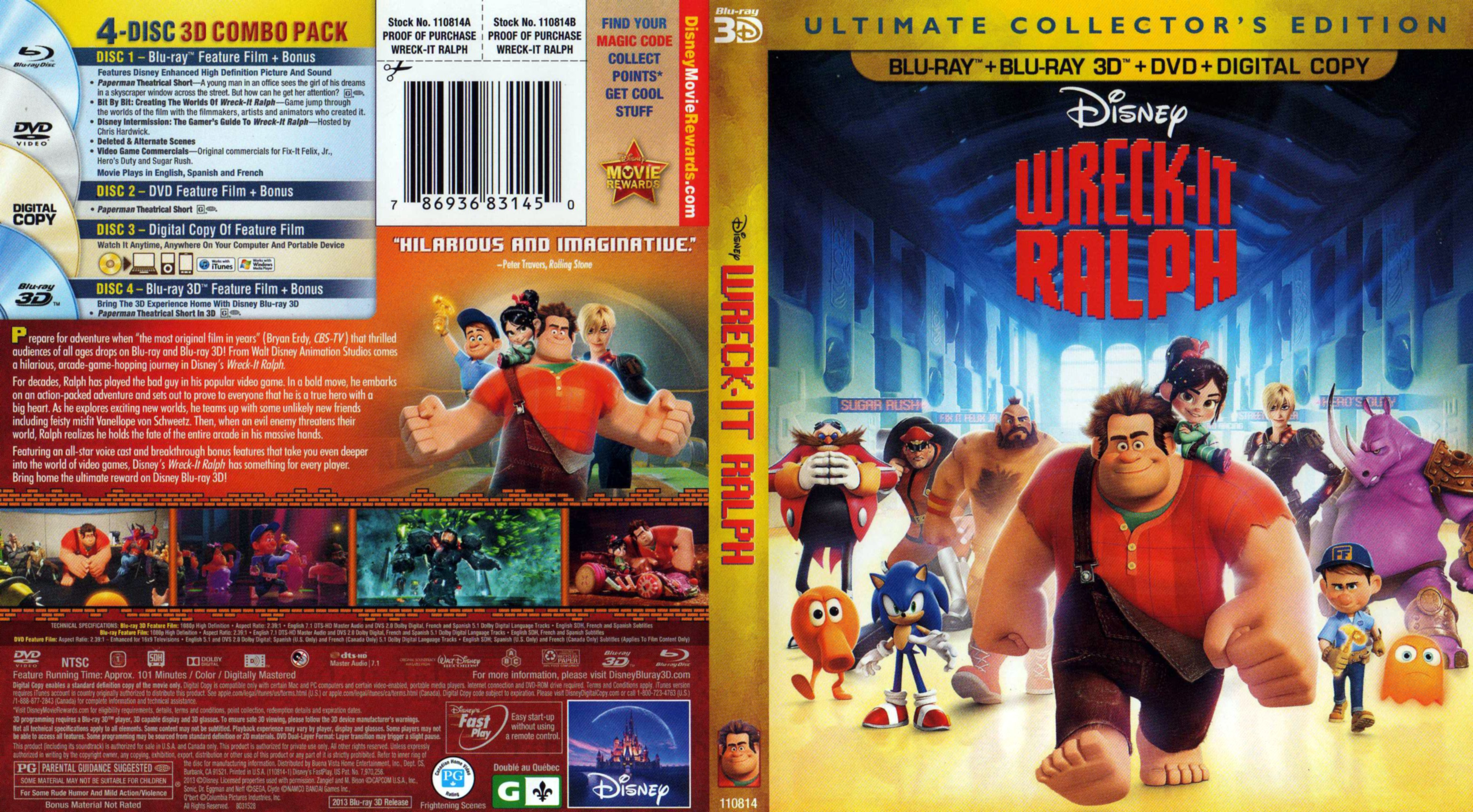 Jaquette DVD Les Mondes de Ralph - Wreck-It Ralph (Canadienne) (BLU-RAY)