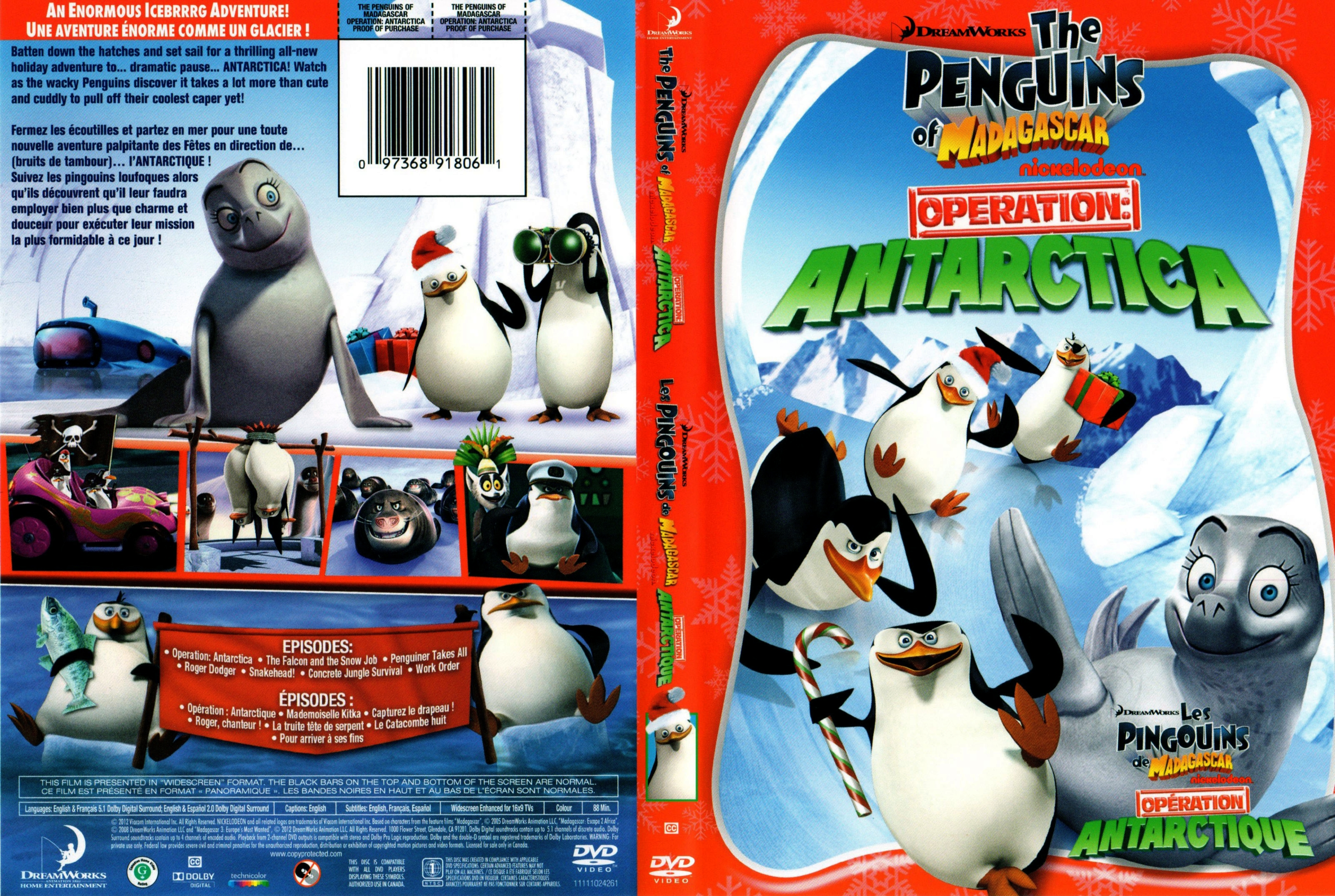 Jaquette DVD Les Pingouins de Madagascar - Opration Antarctica (Canadienne)