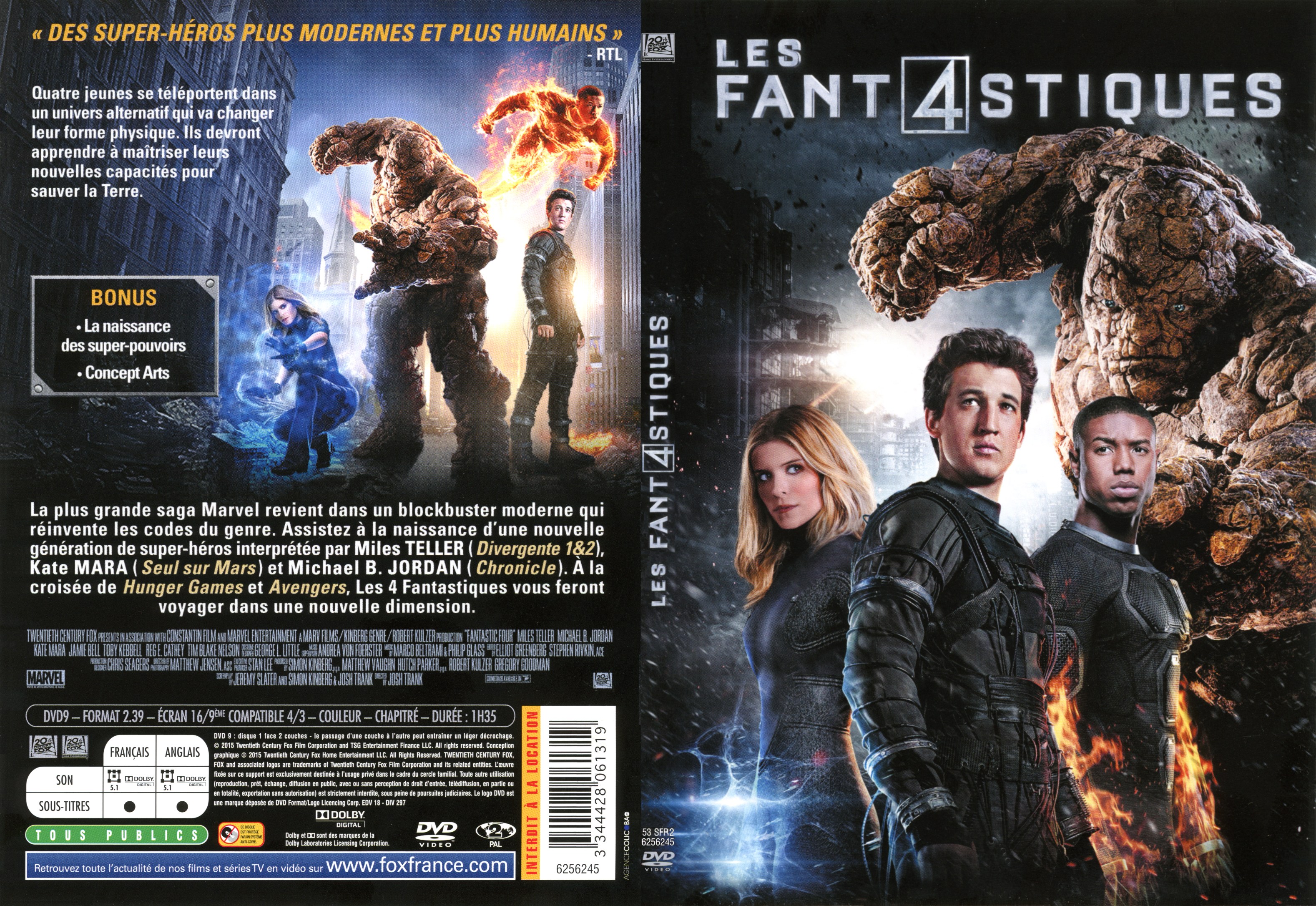 Jaquette DVD Les Quatre Fantastiques (2015) - SLIM