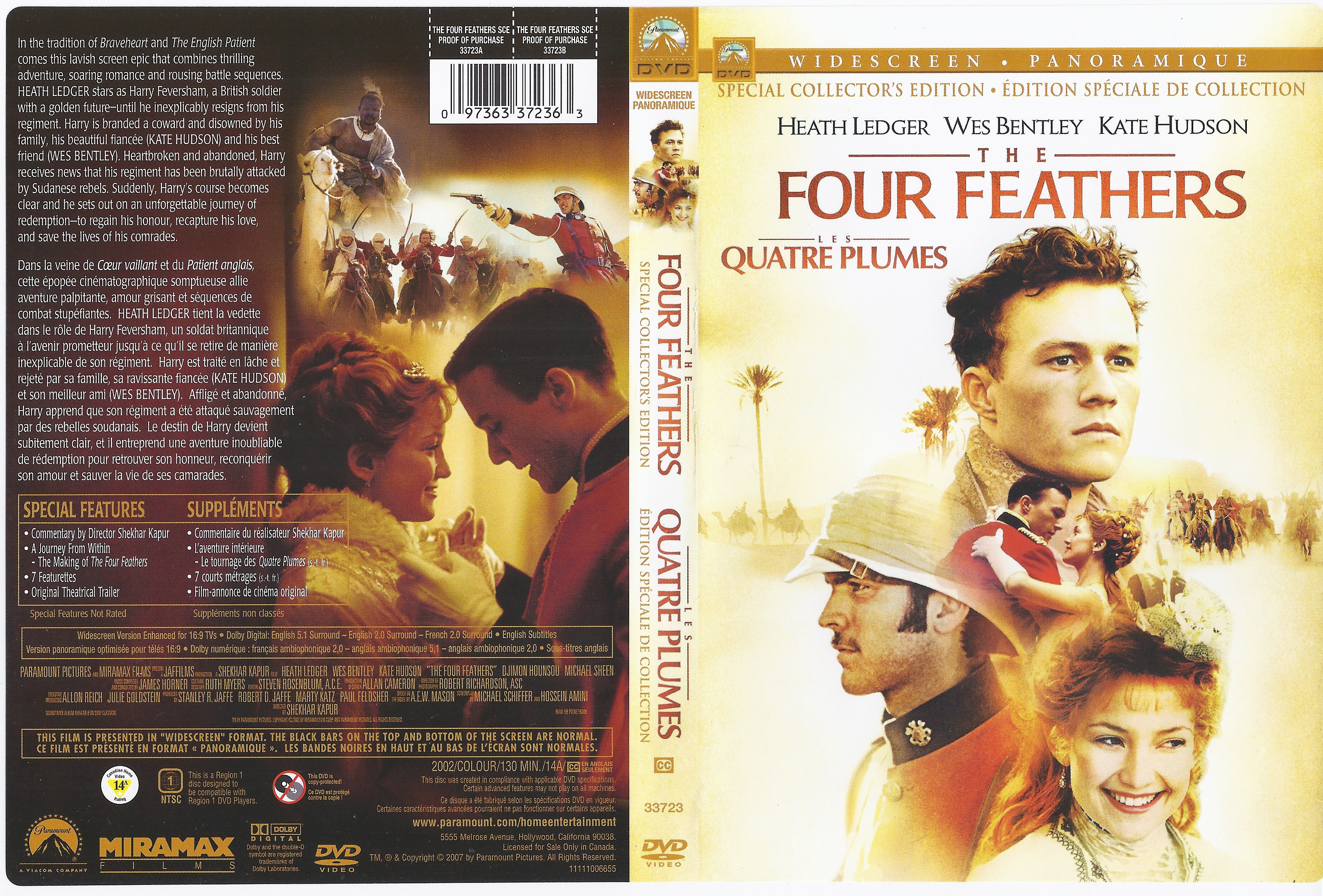 Jaquette DVD Les Quatre Plumes - The Four Feathers (Canadienne)
