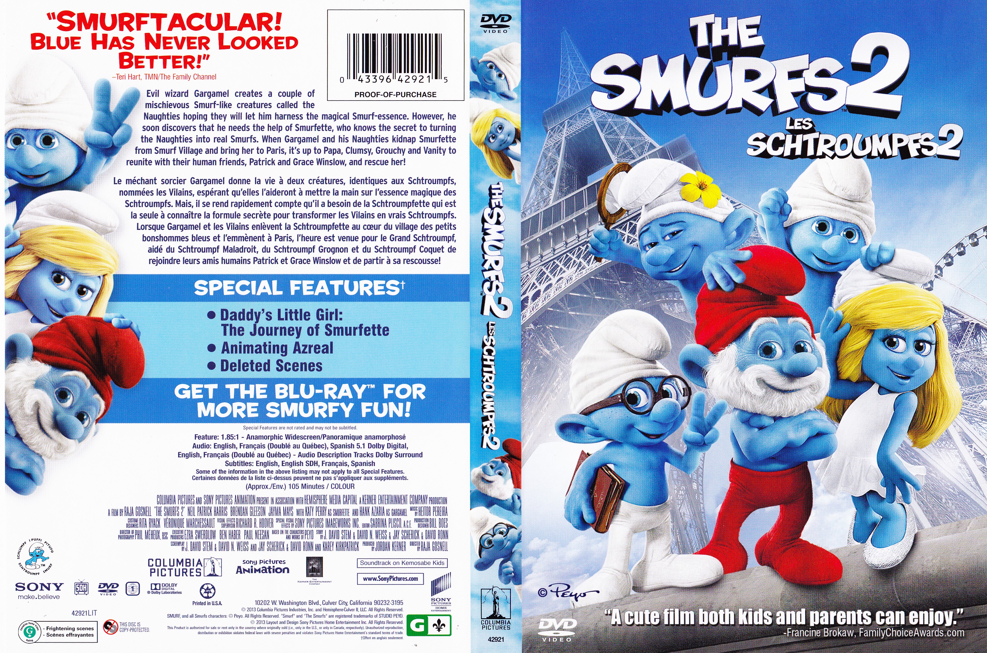 Jaquette DVD Les Schtroumpfs 2  - The smurfs 2 (Canadienne)