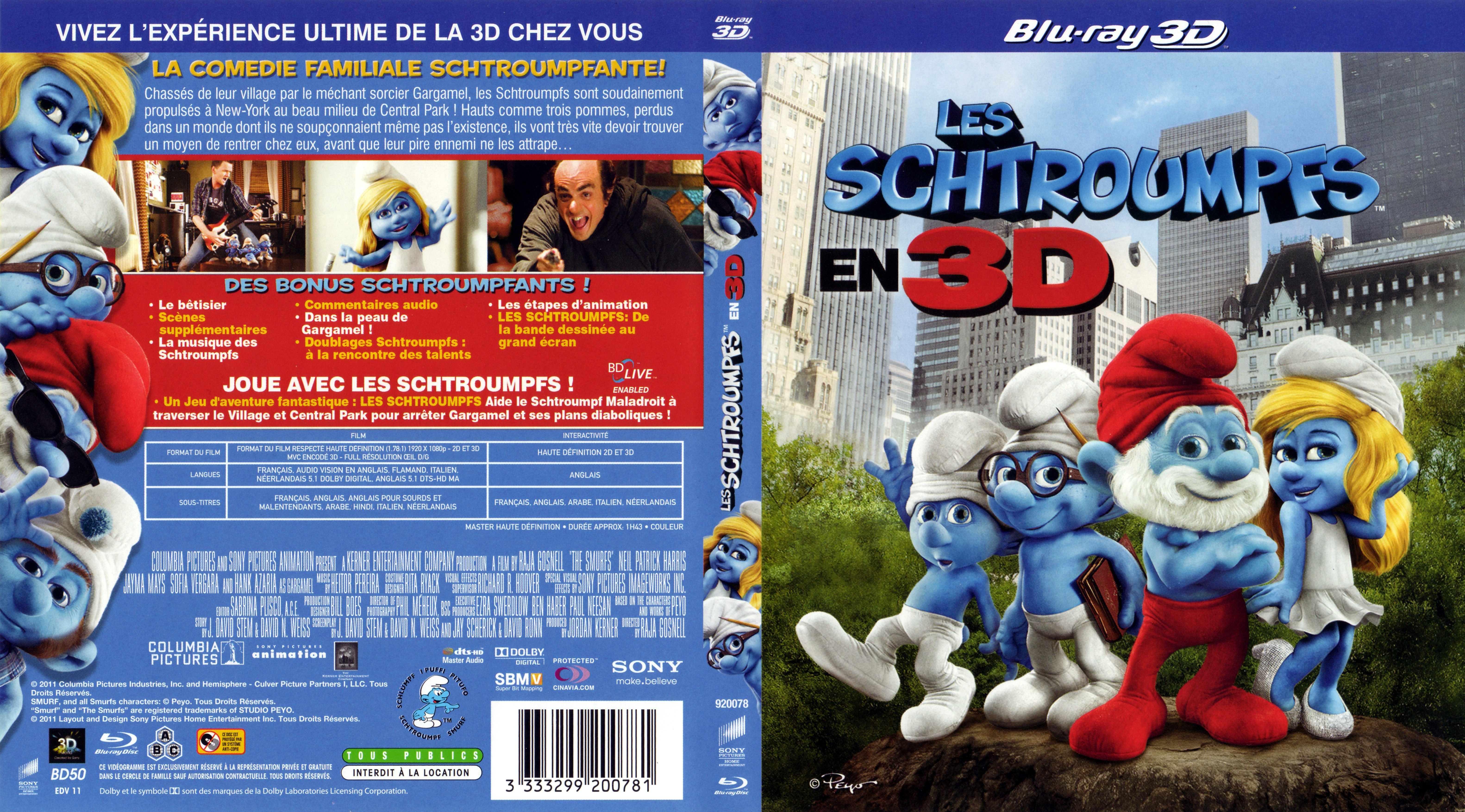 Jaquette DVD Les Schtroumpfs 3D (BLU-RAY)