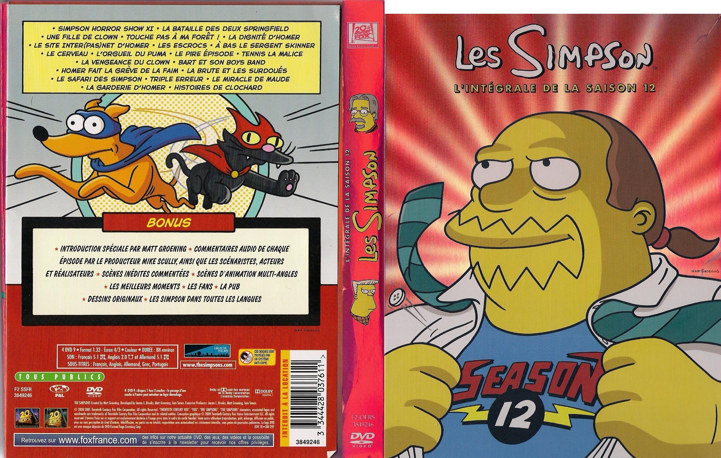Jaquette DVD Les Simpson Saison 12
